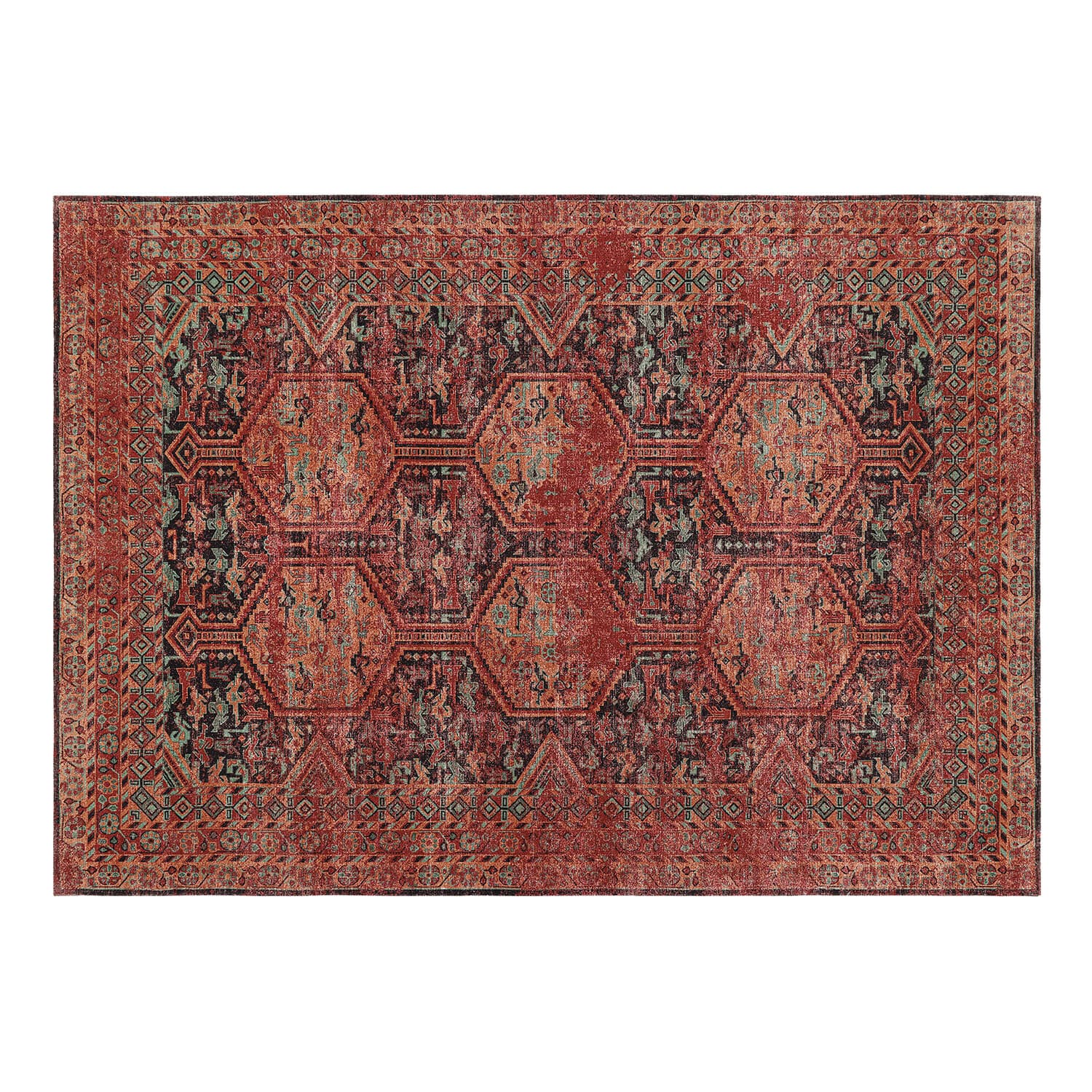 Teppich Incantaro Orientalischer Teppich mit rotem und schwarzem Muster, dekorativ und stilvoll
