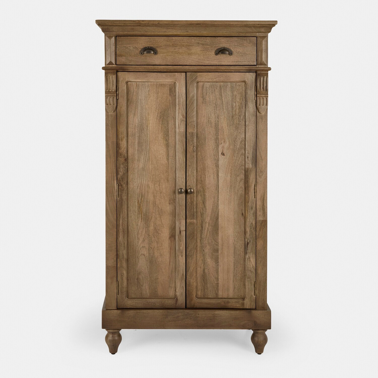 braun Brauner Starino Schrank aus Holz mit Schublade und zwei Türen, praktisches Aufbewahrungsmöbel