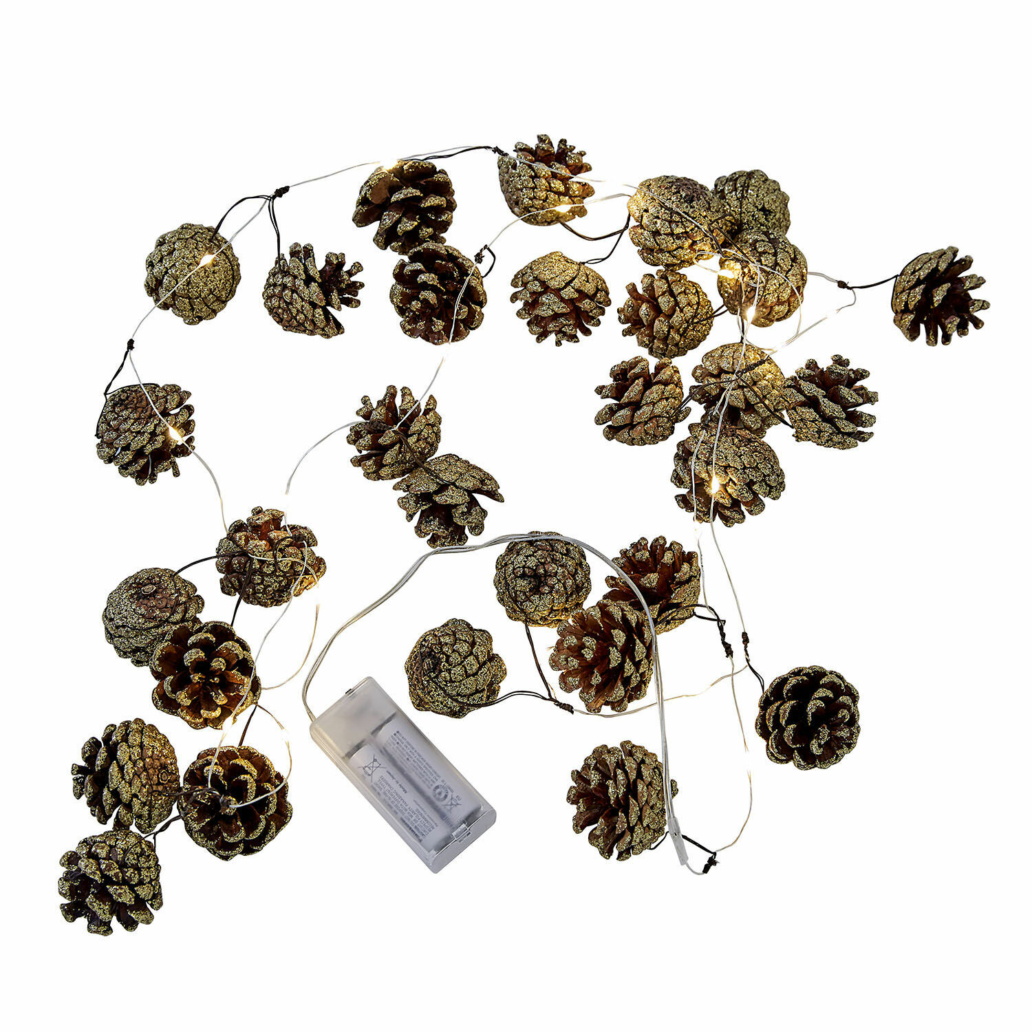 Lichterkette Bannet Lichterkette mit natürlichen Zapfen, goldglitzernd und weißen LED-Lichtern für Dekoration