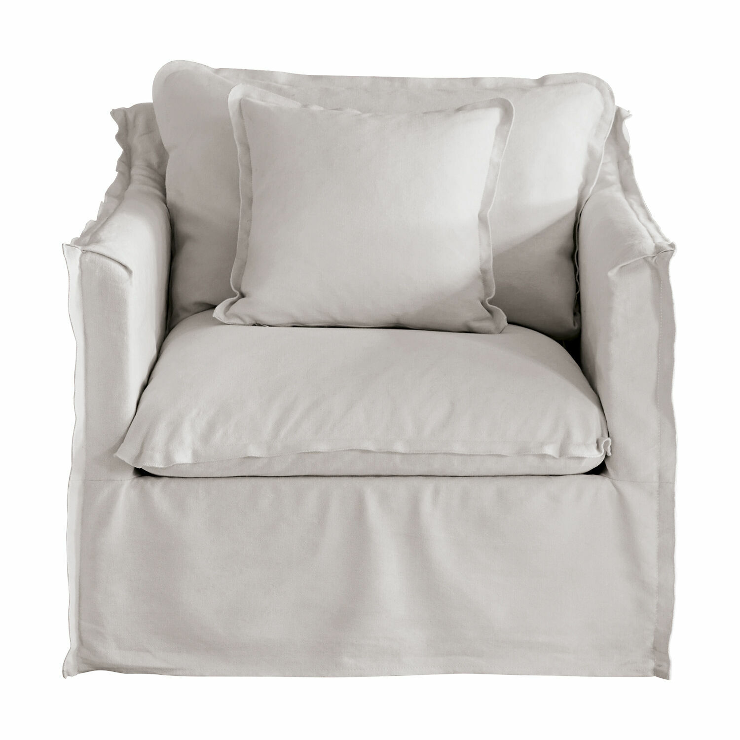 hellgrau Hellgrauer Sessel Tienen aus Baumwolle mit weichen Kissen, bequemer Wohnzimmerstuhl