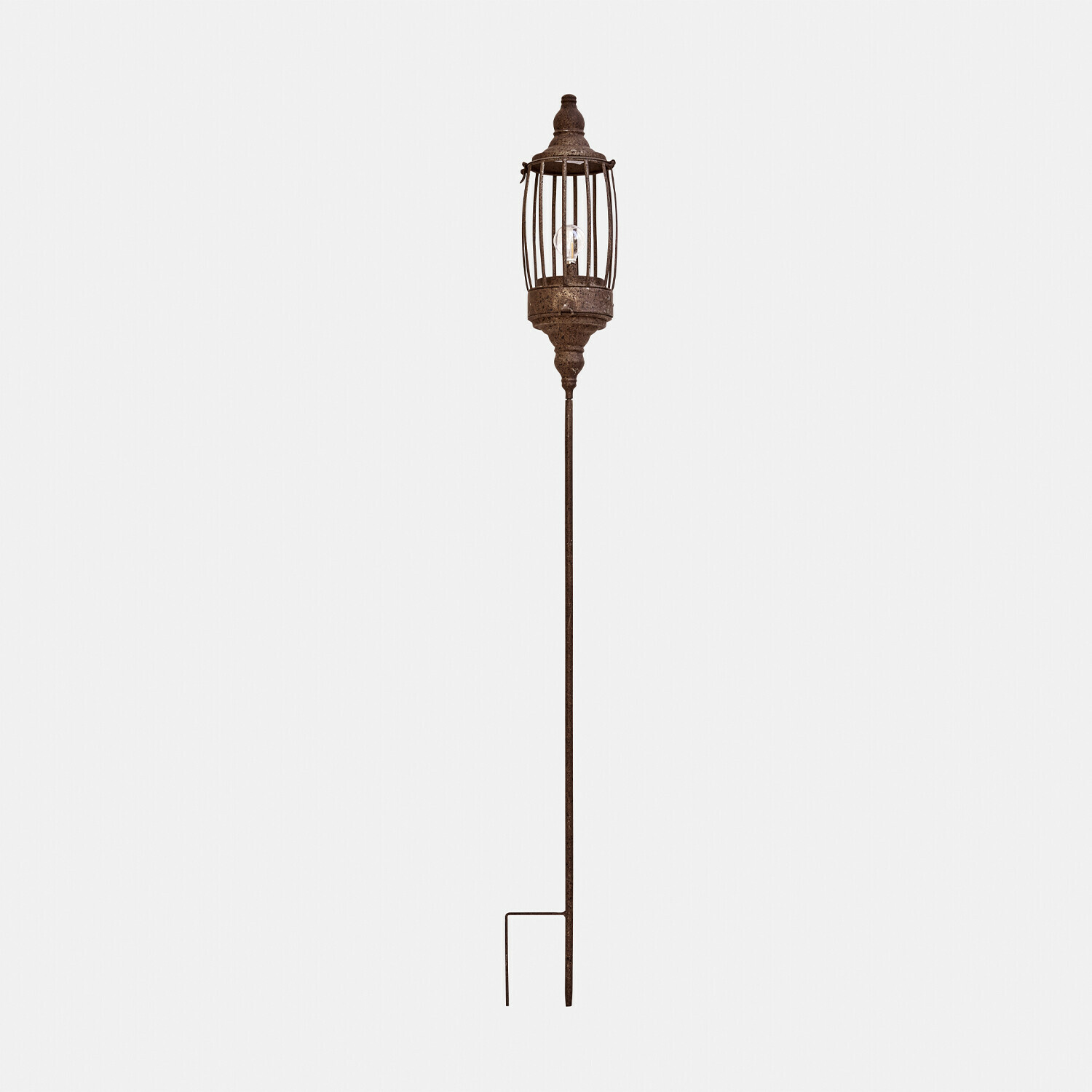 antikbraun Wiederaufladbare LED-Laterne in antikbraun mit langem Metallstab für Garten und Dekoration