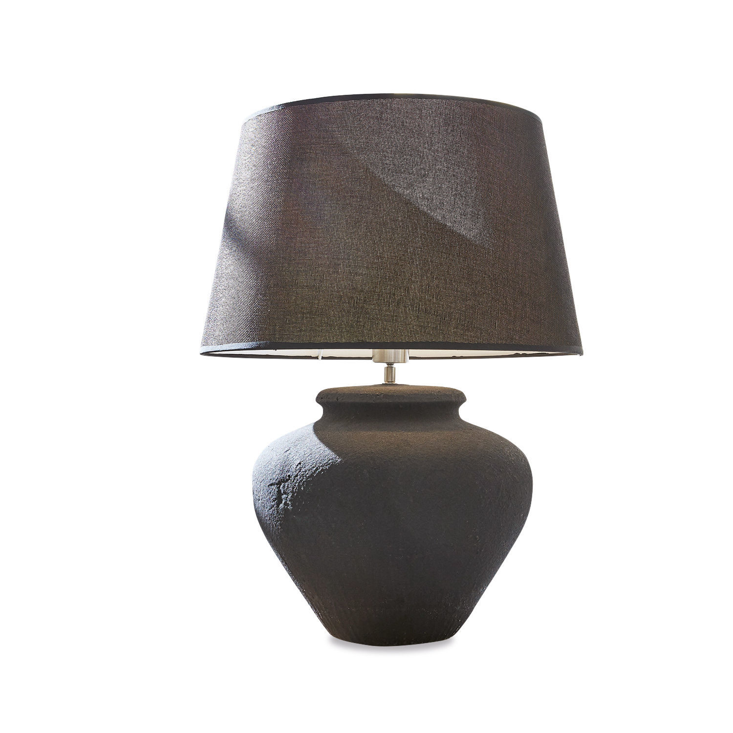 Tischlampe Bandol Schwarze Tischlampe mit Stoffschirm und Keramikfuß, moderner Wohnraumbeleuchtungsklassiker