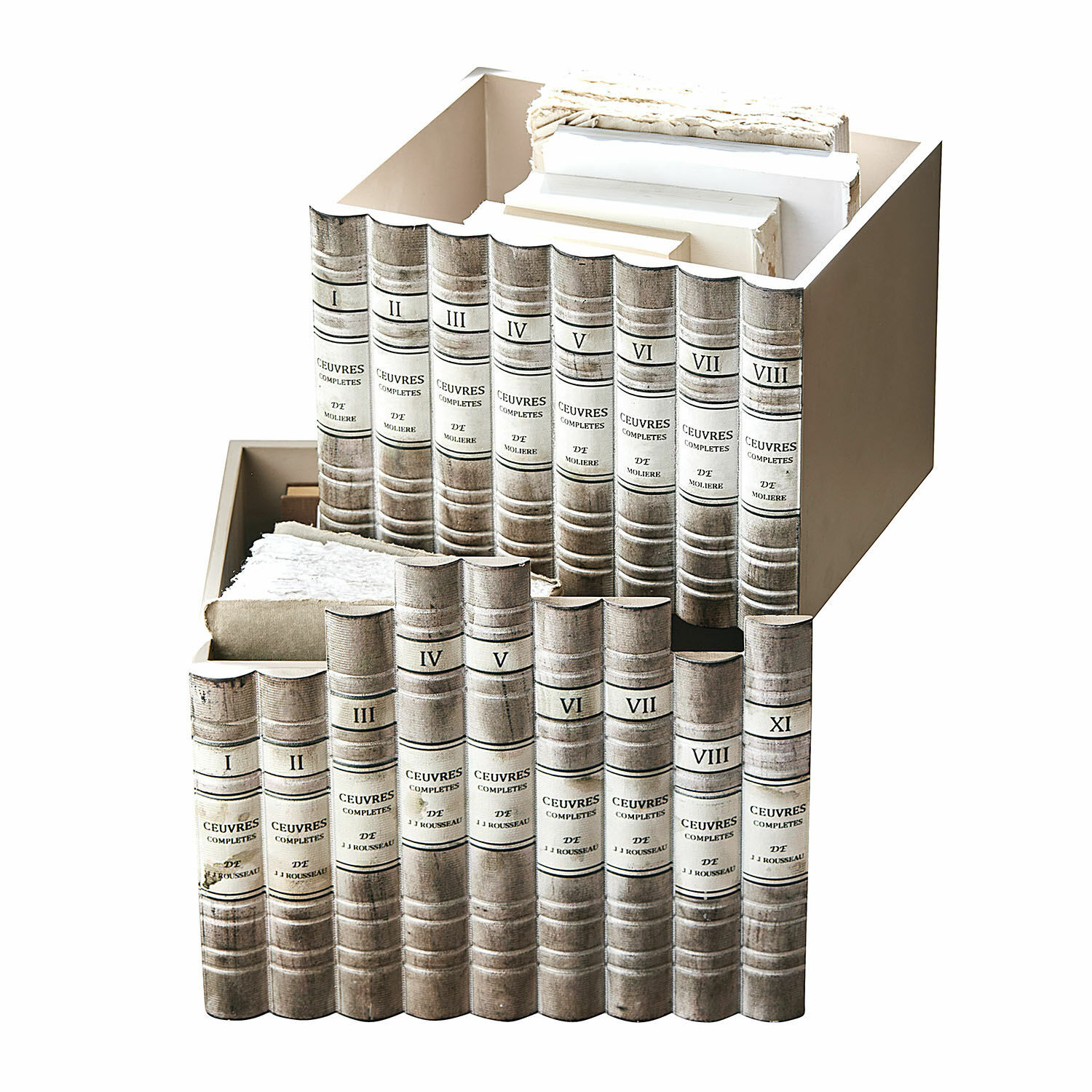 Box 2er Set Yelivor Dekoratives Buchset aus Stoff in beigen Tönen für stilvolle Wohnraumgestaltung