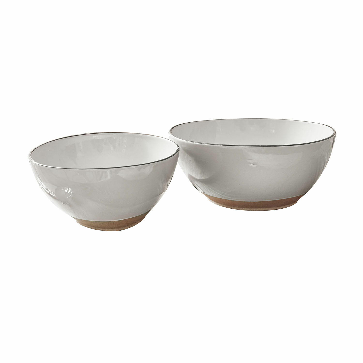 weiß Zweiteiliges Set weiße Keramik-Salatschüsseln mit braunem Boden, moderne Küchenschalen