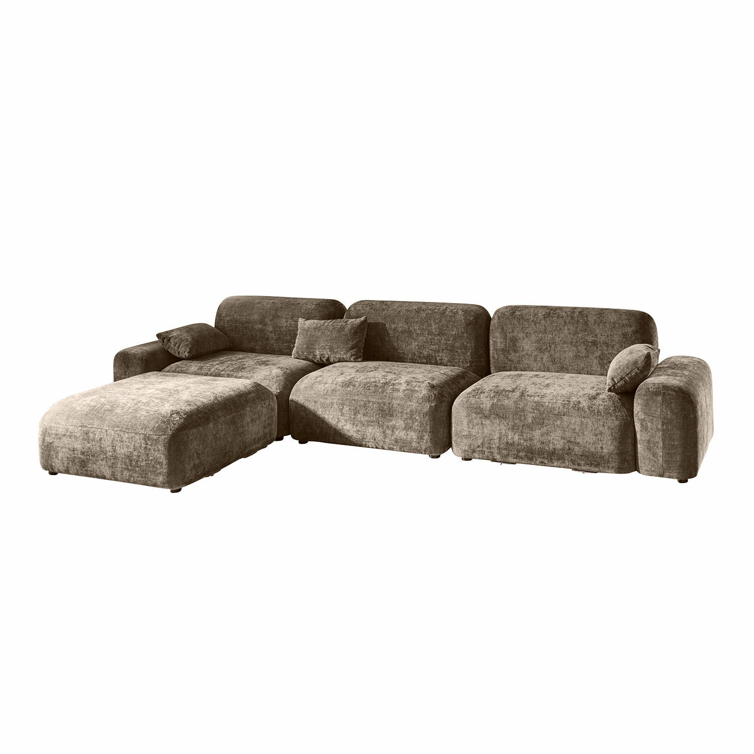dunkelbraun Modernes Sofa Marnivelle aus dunkelbraunem Samt, bequeme Eckcouch für Wohnzimmer