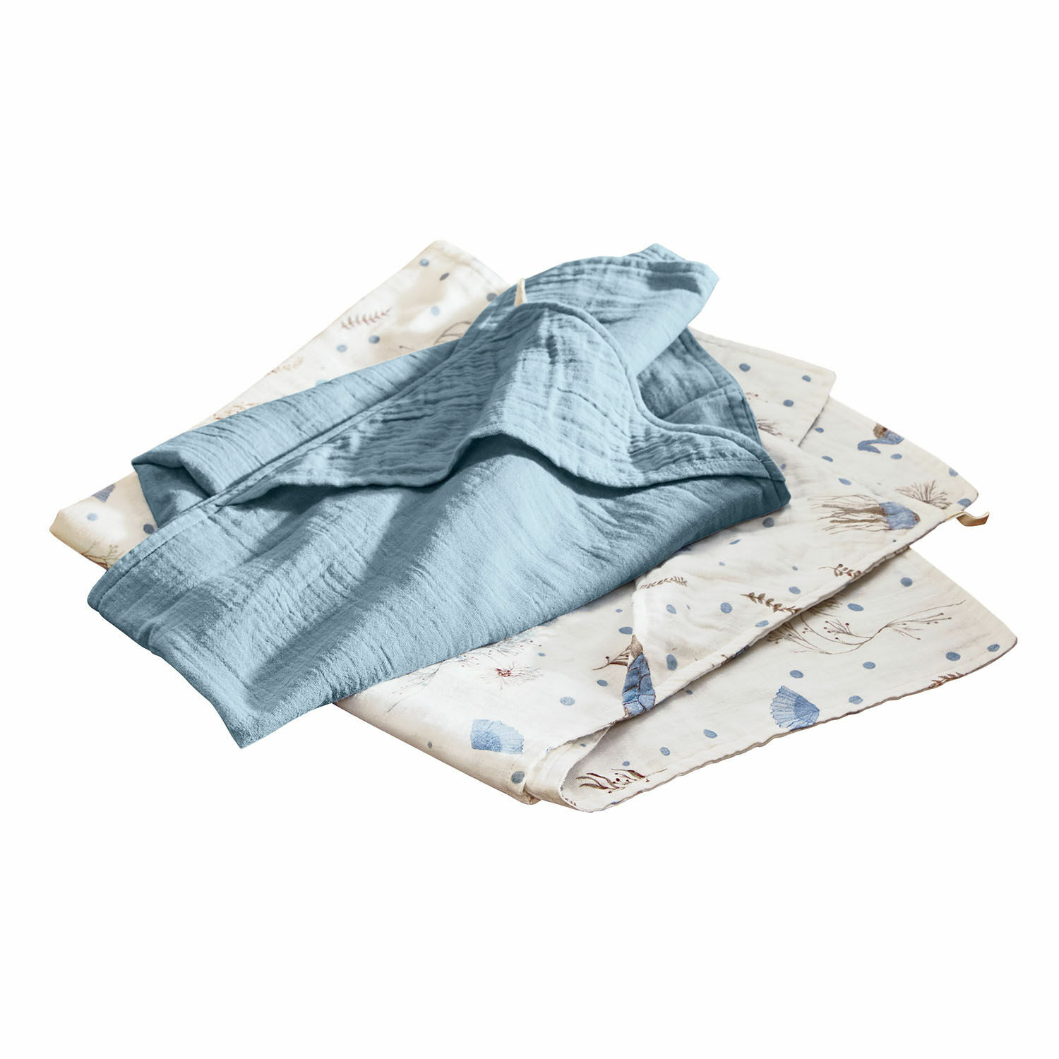 Kapuzenhandtuch 2er Set Tinkertop Set aus weichen Baumwolltüchern in Blau und Creme mit maritimen Motiven für den Haushalt