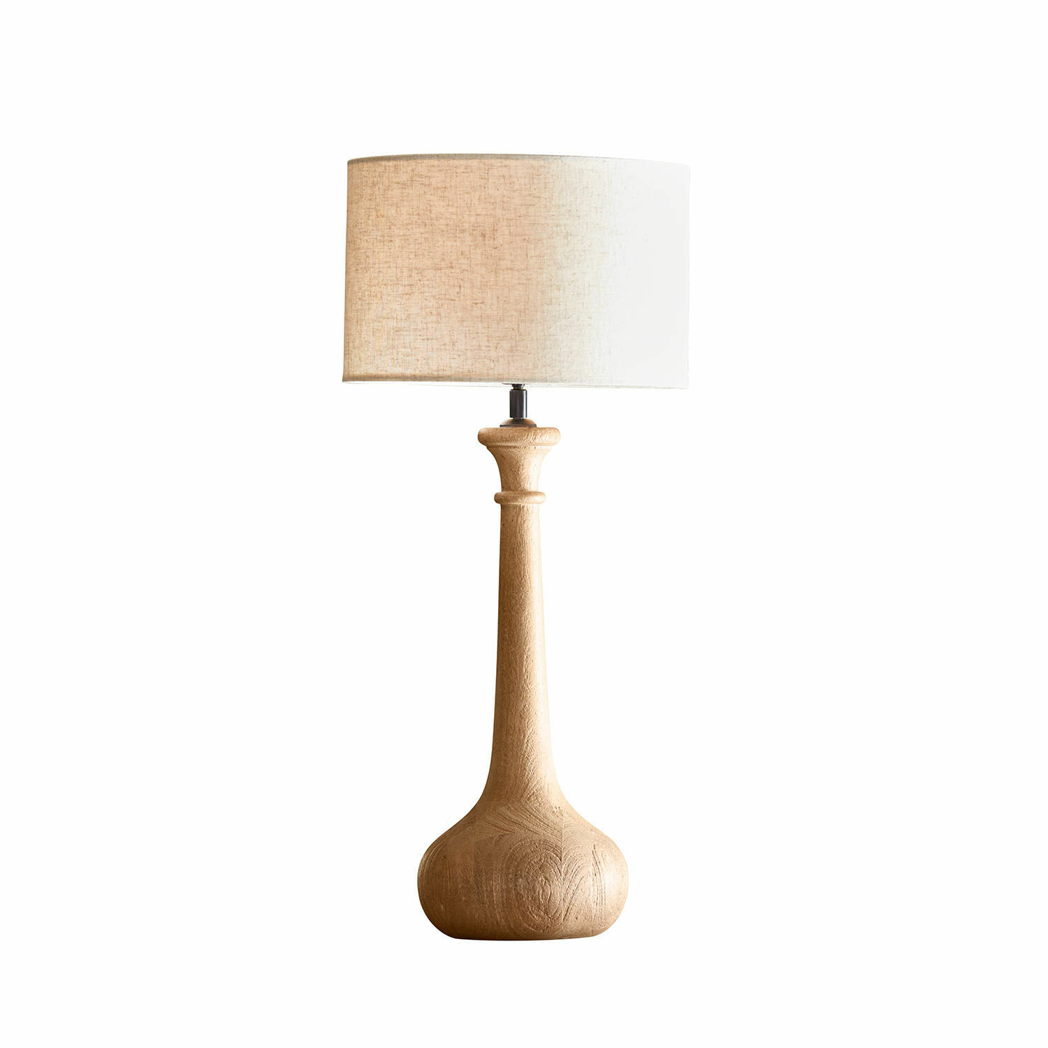 Tischlampe Andrées Tischlampe mit Holzfuß und beigem Stoffschirm, dekorative Wohnraumbeleuchtung
