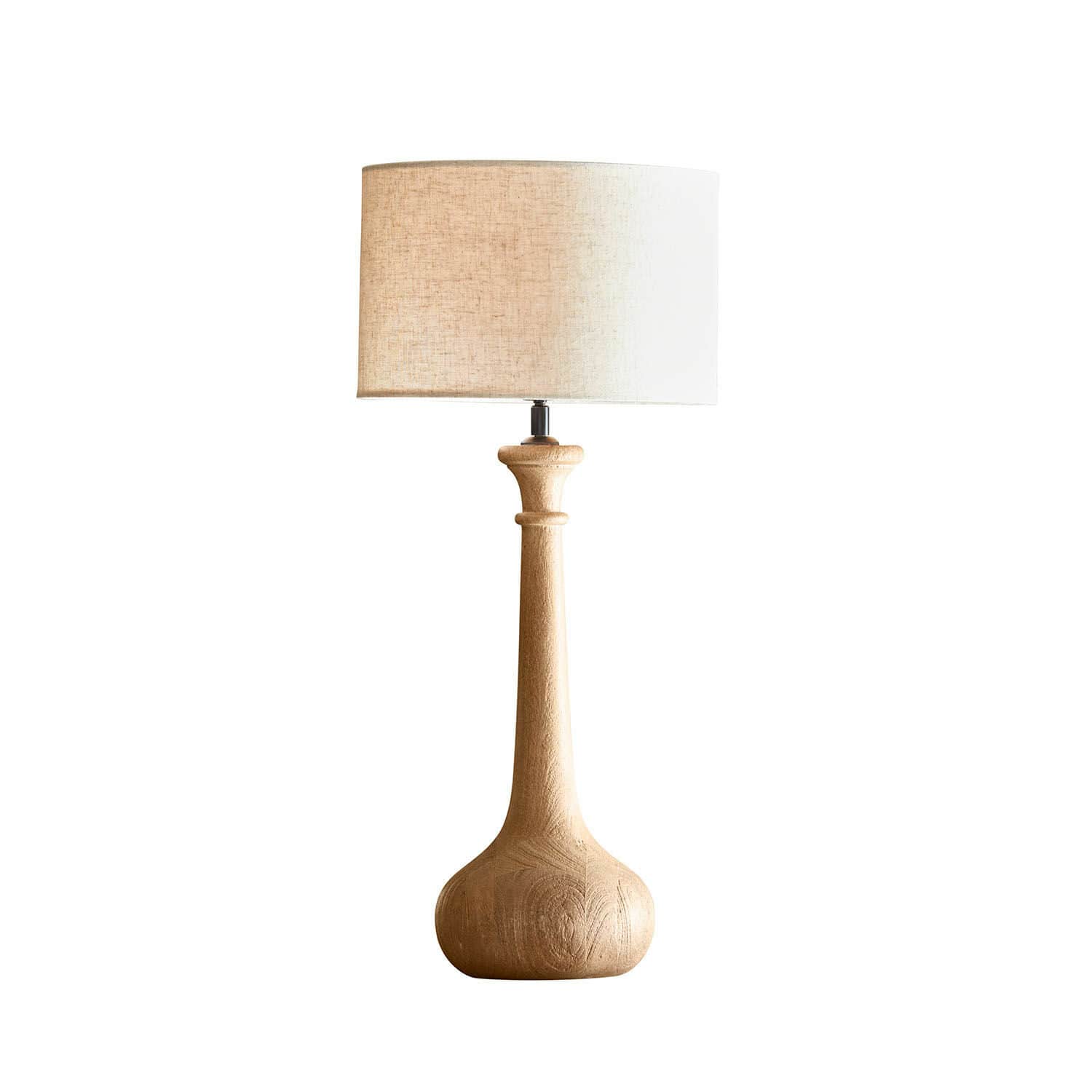 Tischlampe Andrées Tischlampe mit Holzfuß und beigem Stoffschirm, dekorative Wohnraumbeleuchtung