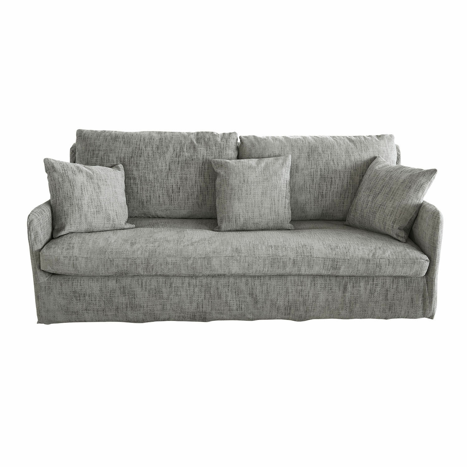 grau Graues Shadowfield Sofa aus Stoff mit drei Kissen, modernes Wohnzimmermöbel zum Entspannen