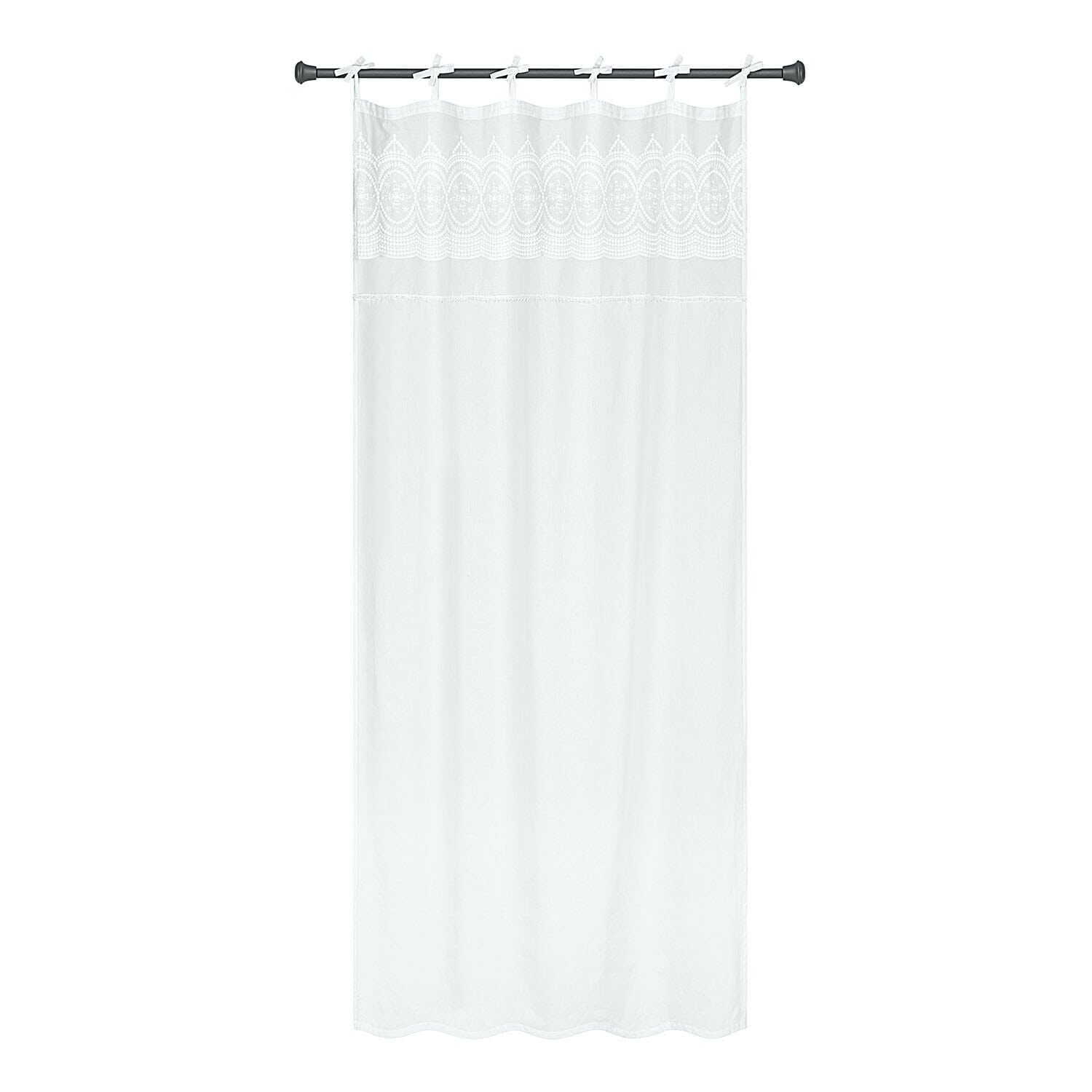 Gardine Olyane Weiße Gardine aus leichtem Stoff mit dekorativer Stickerei oben, stilvoller Fensterschmuck