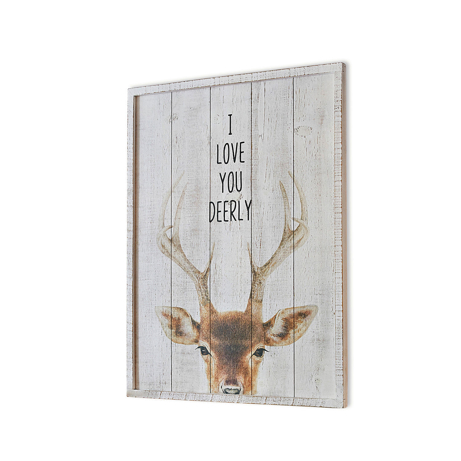 Dekoboard Savona Holz-Wanddeko mit Schriftzug I love you deerly und Hirschkopf in natürlichen Farben