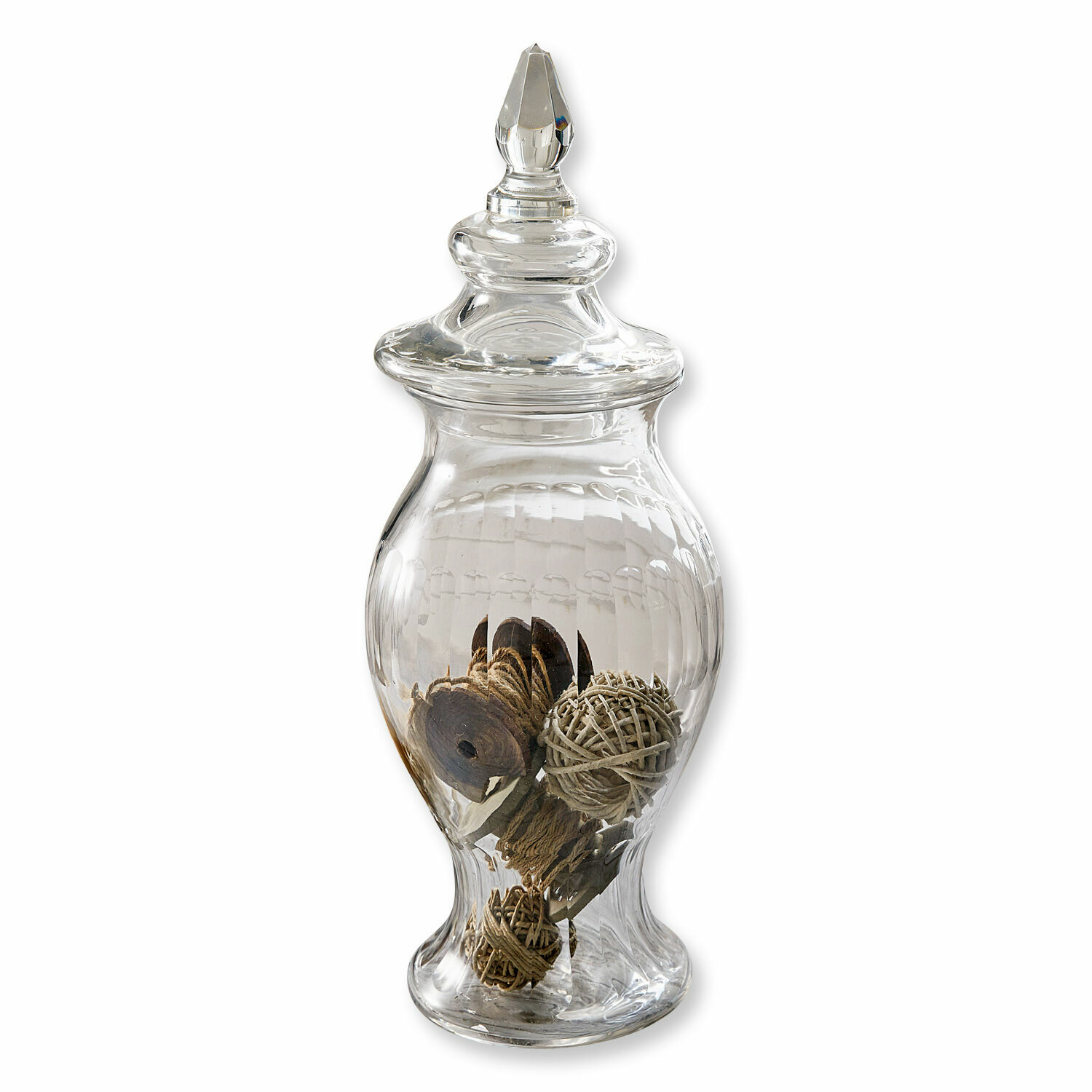 Glasdose Marquhis Transparente Glasvase mit Deckel und natürlicher Dekoration aus Rattan und Holz