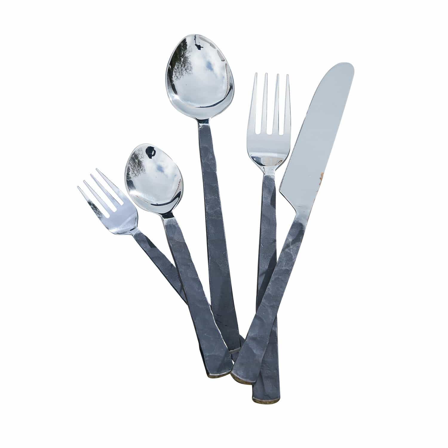 Besteckset Millante aus Edelstahl mit schwarzen matten Griffen und silbernen Köpfen, modernes Design