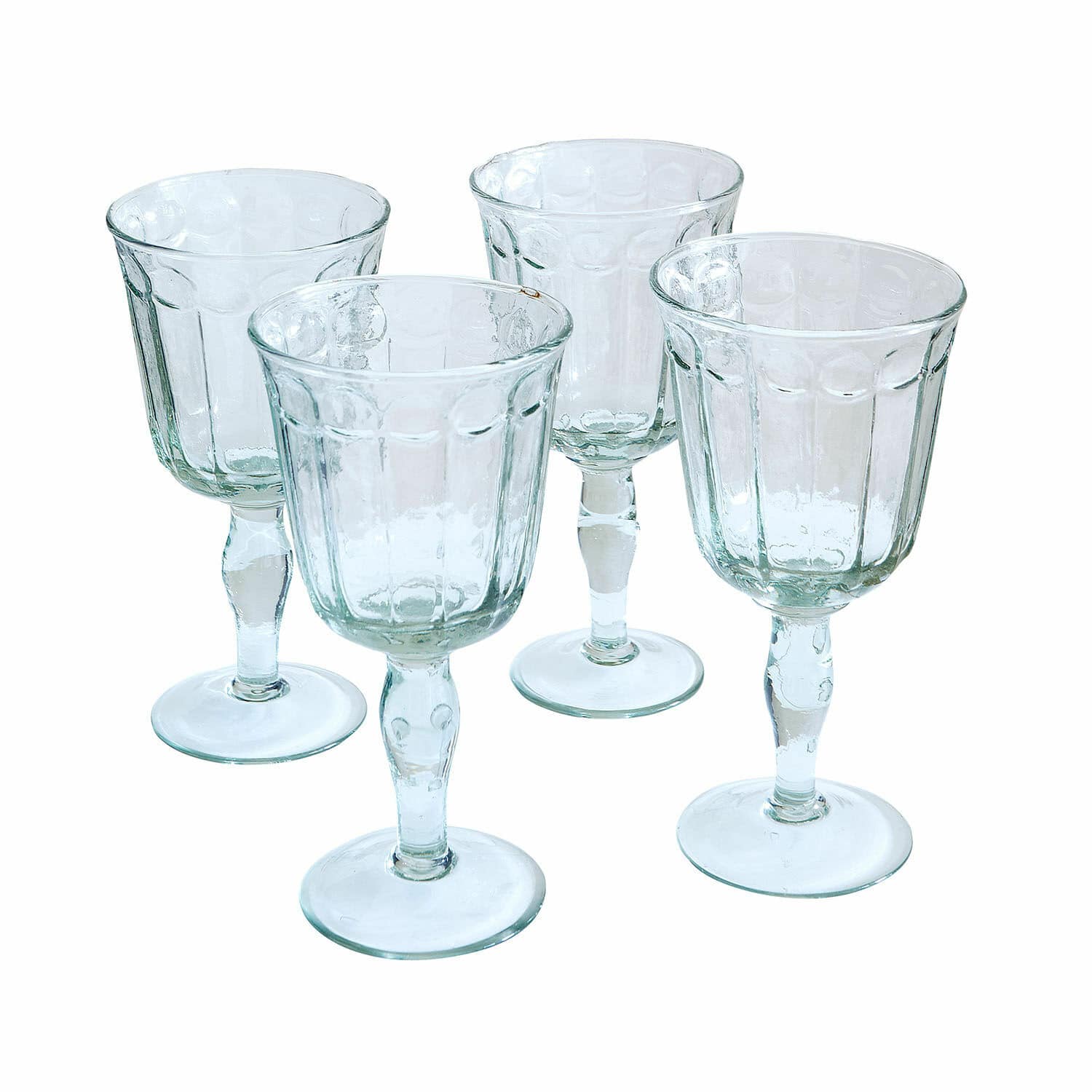 Glas 4er Set Jolielle Set aus vier transparenten Gläsern mit Fuß und geprägtem Muster aus Glas für Getränke