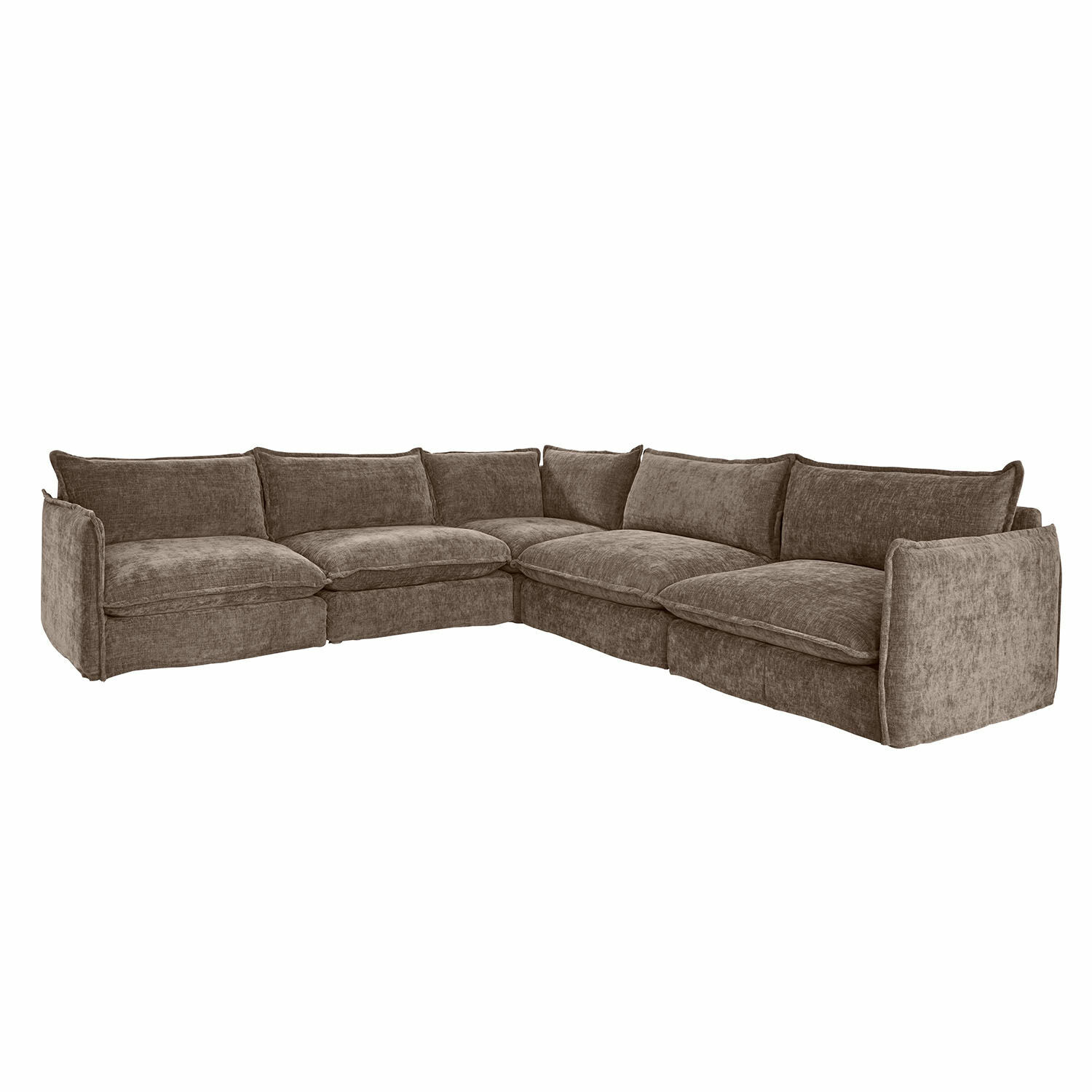 dunkelbraun Ecksofa Illingworth aus dunkelbraunem Stoff, gemütlich und modern für Wohnzimmer