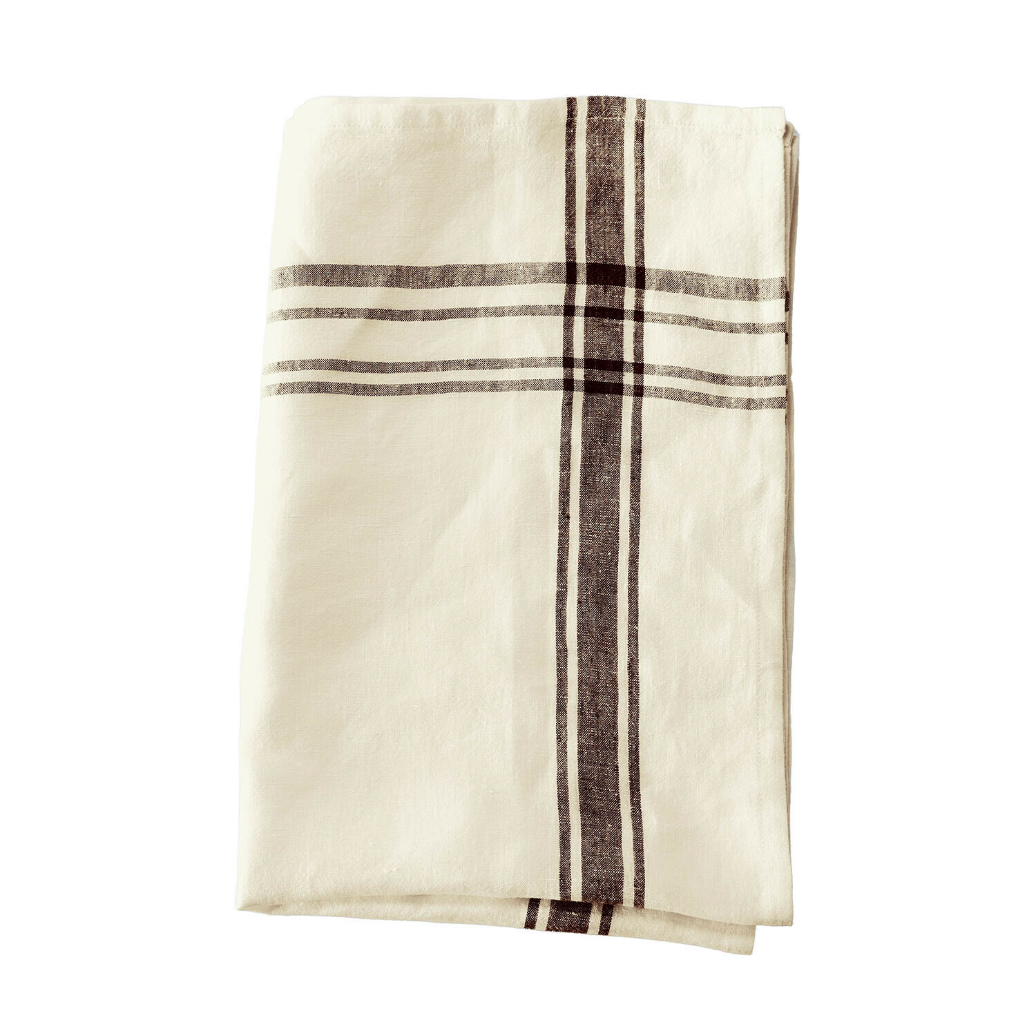 Tischläufer Ellory Leinen-Geschirrtuch in Creme mit braunem Streifenmuster, praktisches Küchentextil