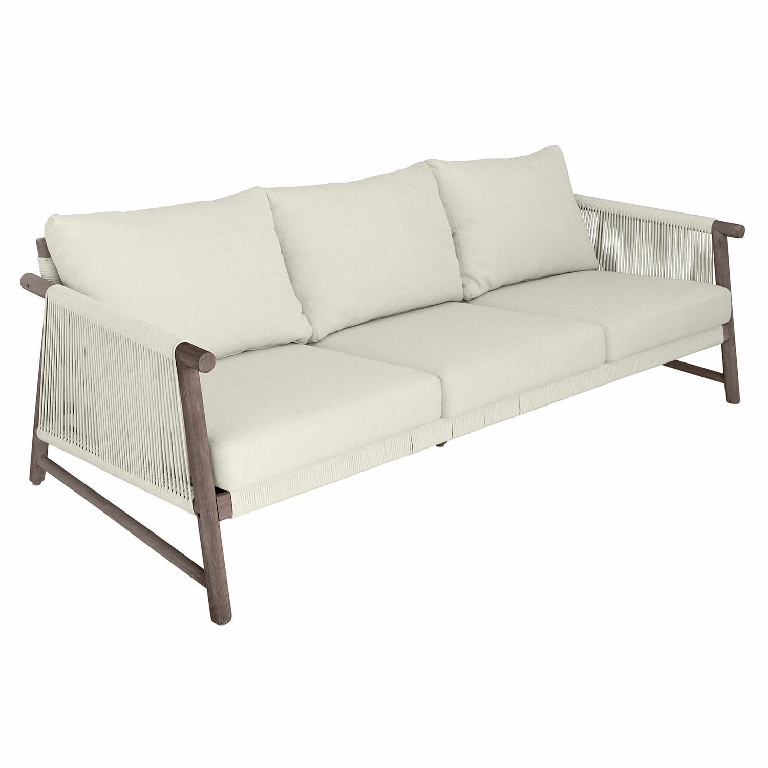Sofa FSC®-100% Clarmontaine Dreisitziges Sofa mit beigem Stoffbezug und Holzrahmen, modernes Wohnzimmermöbel