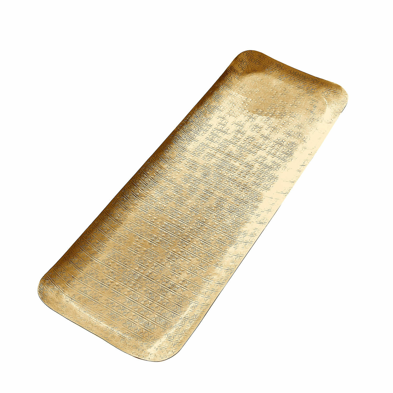 Rechteckiges Tablett Lodine in antikgold mit feinem Muster, dekoratives Metall-Accessoire