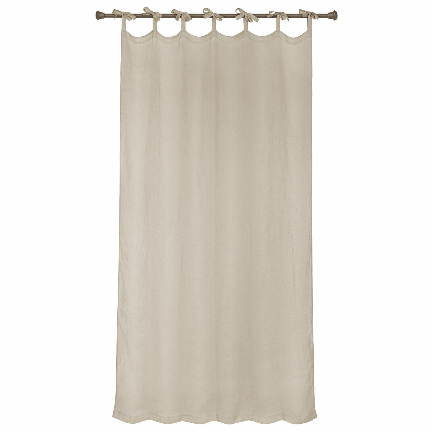 Gardine Velloran Beige Leinenvorhang mit gebundenen Schlaufen zum Aufhängen, dekorativer Naturstoff