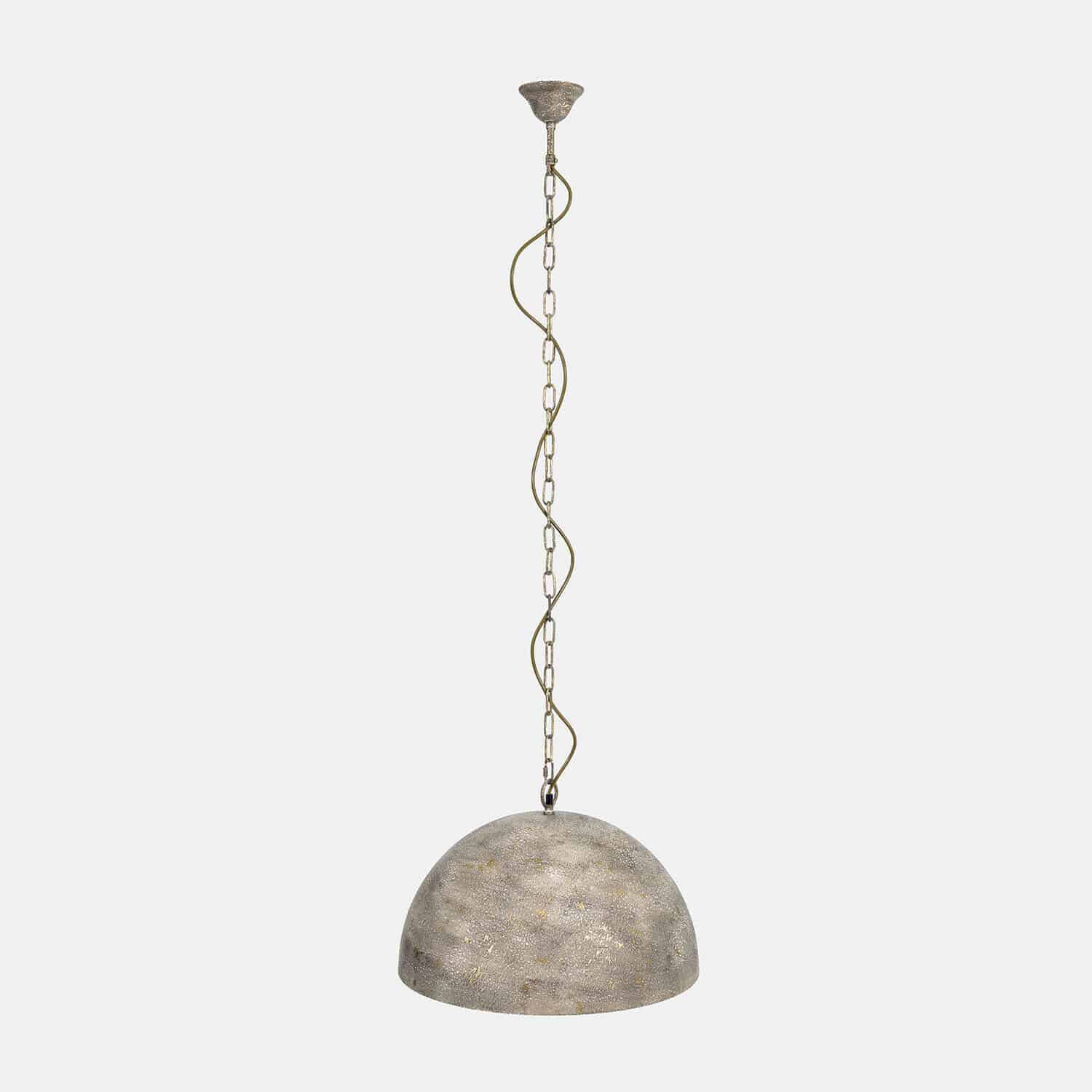 Hängelampe Ashton Hängelampe mit halbrundem Metallschirm in antikbraun und warmgoldenem Innenraum