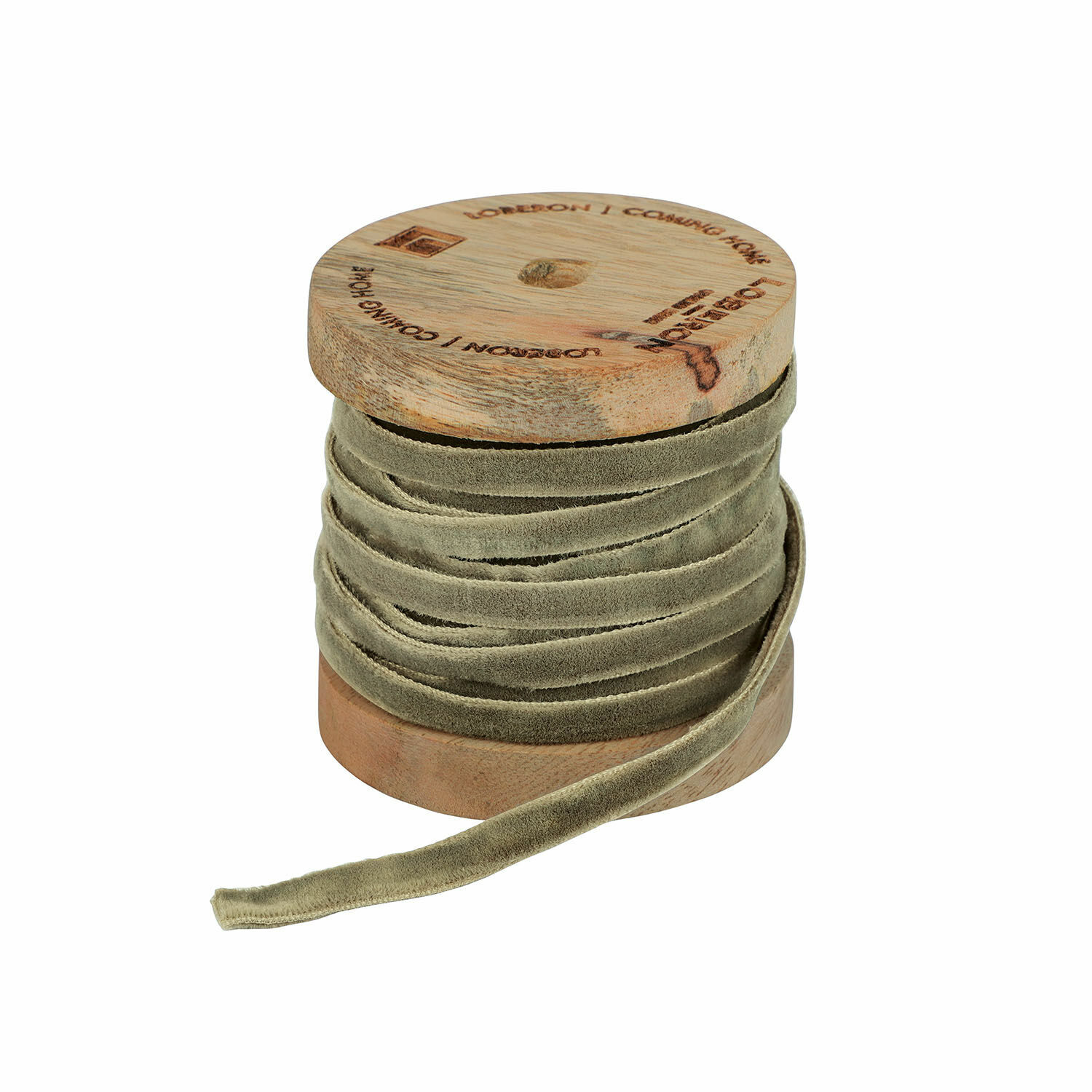 Samtband Olessa Graues Samtband auf Holzspule gewickelt für Dekoration und Basteln