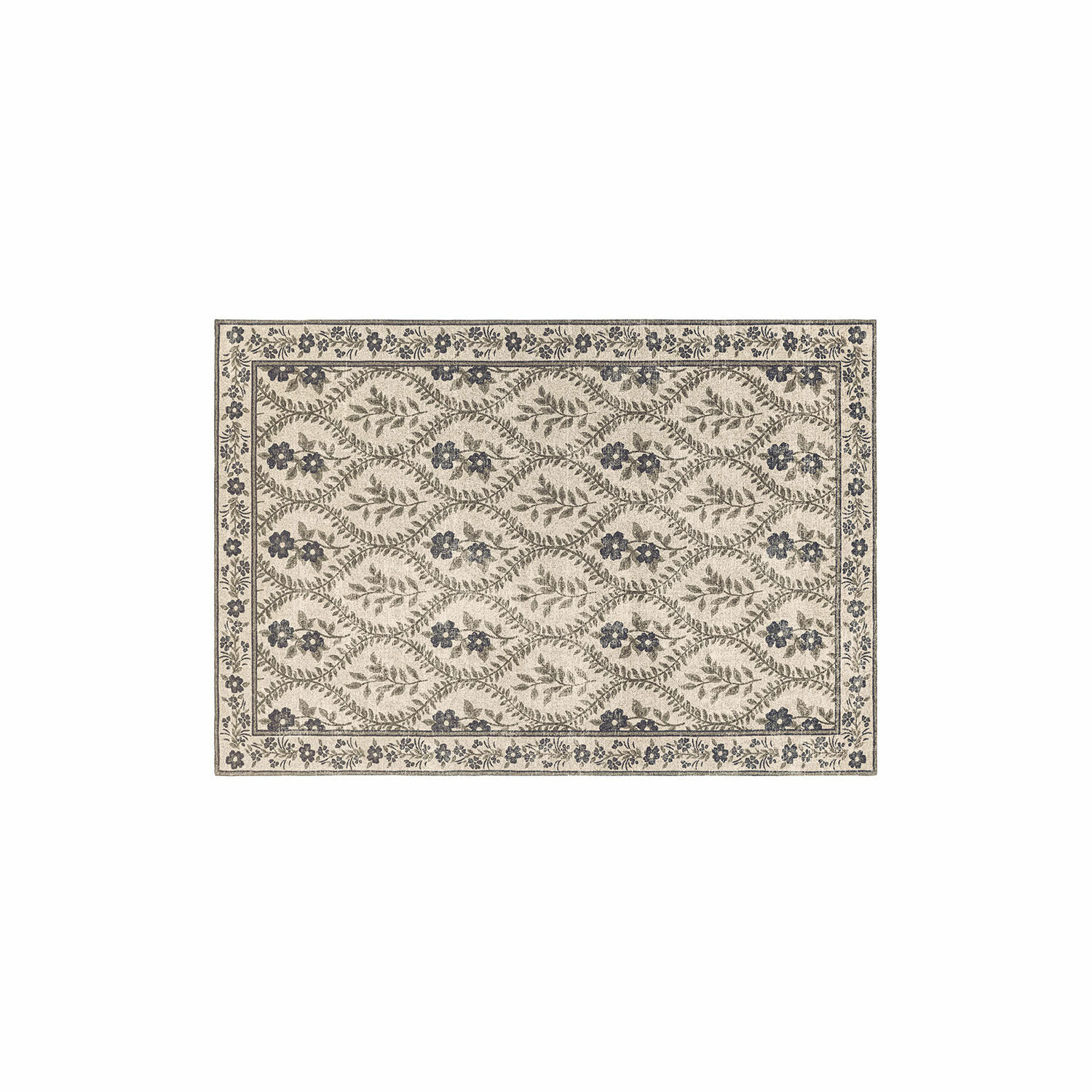 Teppich Vellouris Beiger Teppich mit grauem Blumenmuster, dekorativ und stilvoll für das Wohnzimmer