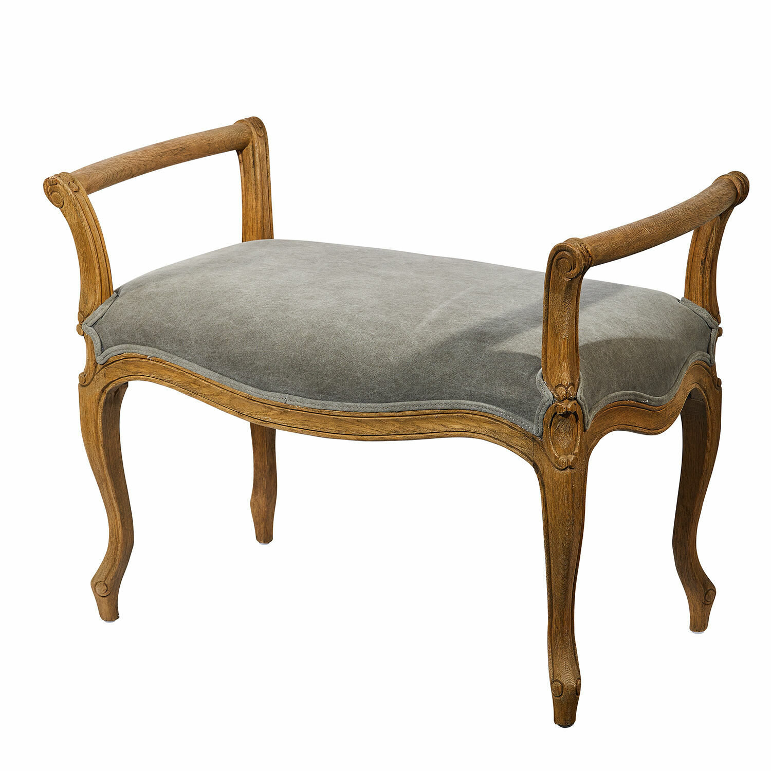 grau Bank Pierremont mit grauem Polster und Holzrahmen im Vintage-Stil für Wohnzimmer