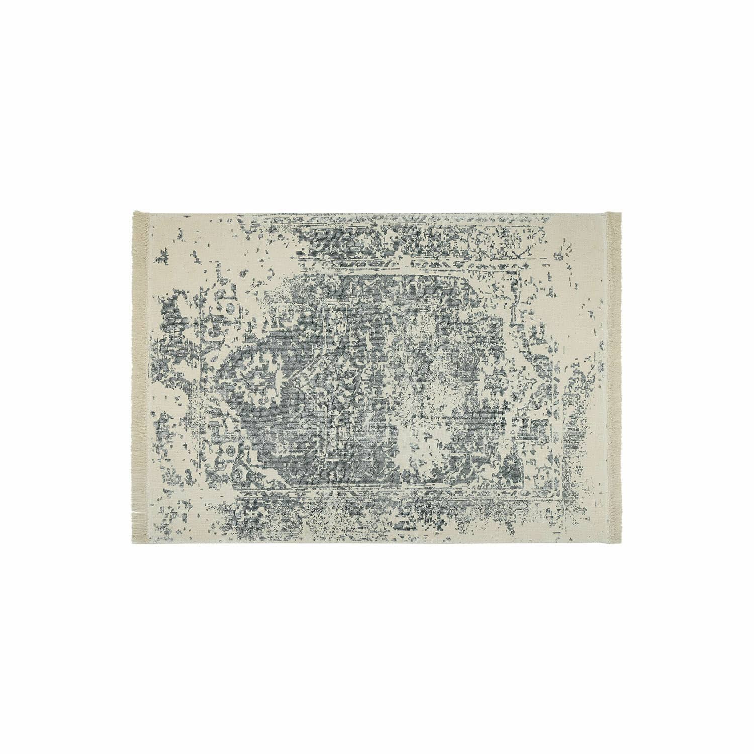 Teppich Lortet Baumwollteppich in Creme und Grau mit dezentem Vintage-Muster für Wohnzimmer