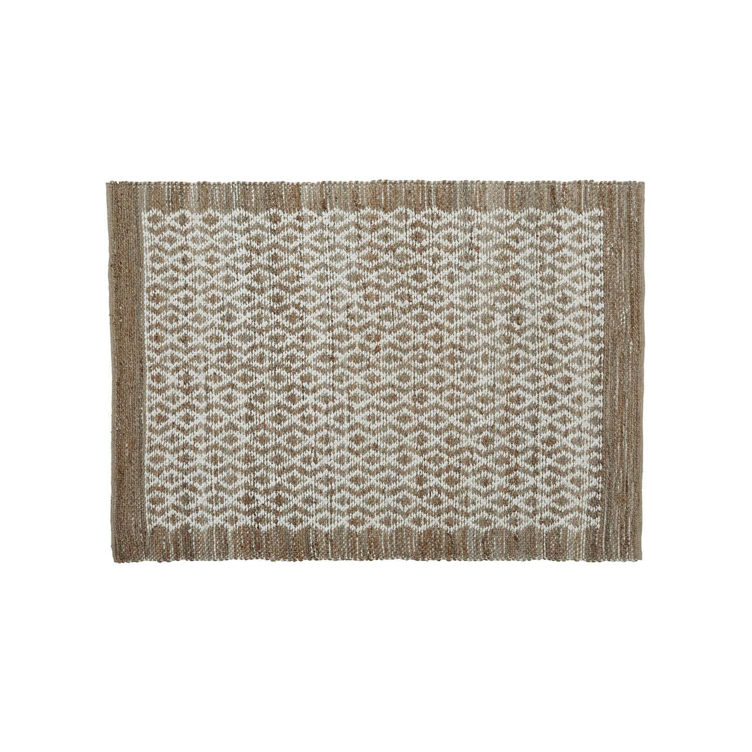Wendeteppich Amhara Braun-weißer Jute-Teppich mit geometrischem Muster, Naturmaterial, Bodendekoration