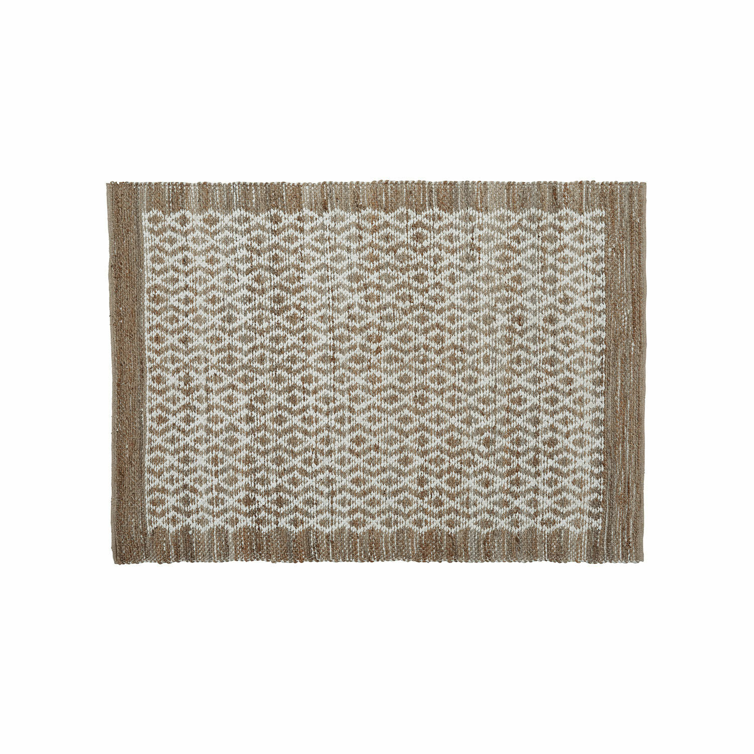 Wendeteppich Amhara Braun-weißer Jute-Teppich mit geometrischem Muster, Naturmaterial, Bodendekoration