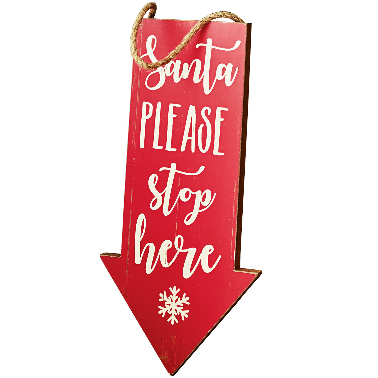 Dekoboard Saint Rotes Holzschild in Pfeilform mit Weihnachtsaufschrift und Aufhängeschnur