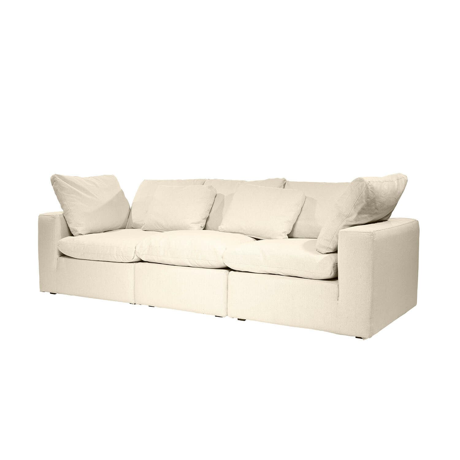 Sofa Queensbridge Beige Stoffsofa mit weichen Kissen, modernes Wohnzimmermöbel für gemütliche Sitzgelegenheiten