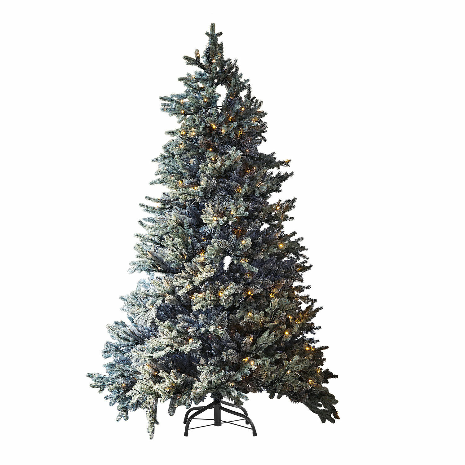 Weihnachtsbaum Patrick Künstlicher Weihnachtsbaum mit grünen Nadeln und warmen Lichtern auf Metallständer