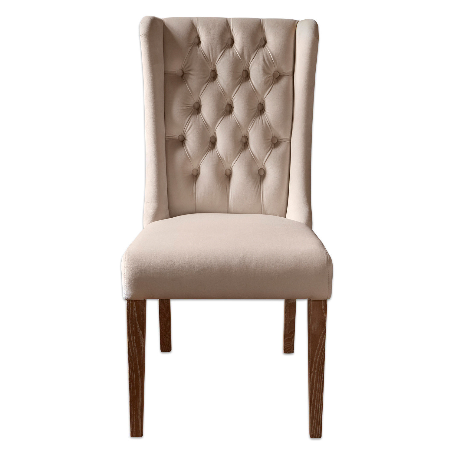 creme Stuhl Sudbury in Creme mit Polsterung und Holzbeinen, elegant für Wohn- und Esszimmer