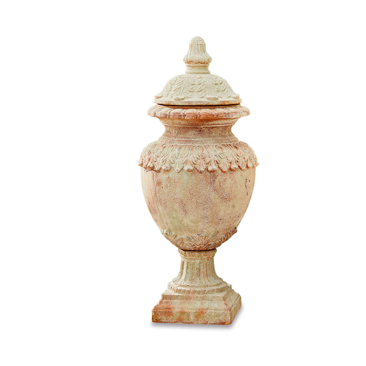 Deko-Objekt Persephone Dekorativer Terrakotta-Vase mit Deckel in Naturfarbe für Garten- und Wohnraumgestaltung