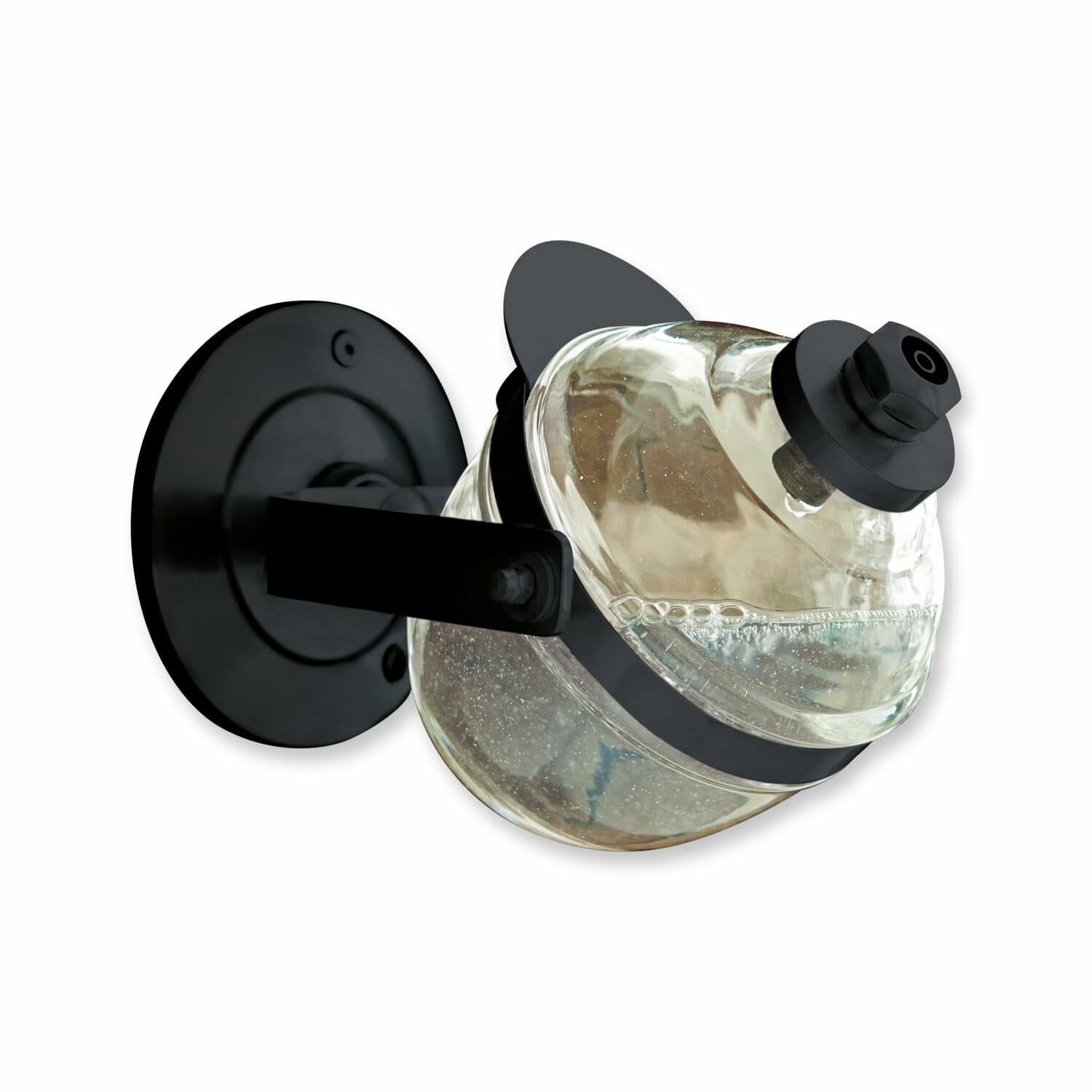 Seifenspender Bailey Glas-Seifenspender mit schwarzem Metall-Wandhalter, praktisches und modernes Badezimmerzubehör