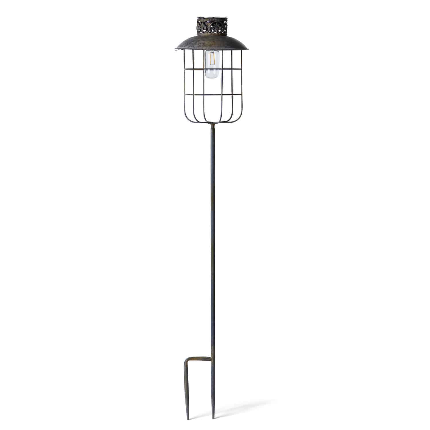 Solar-Laterne Nistos Metall-Gartenlampe mit schwarzem Schirm und Erdspieß, dekorative Außenbeleuchtung