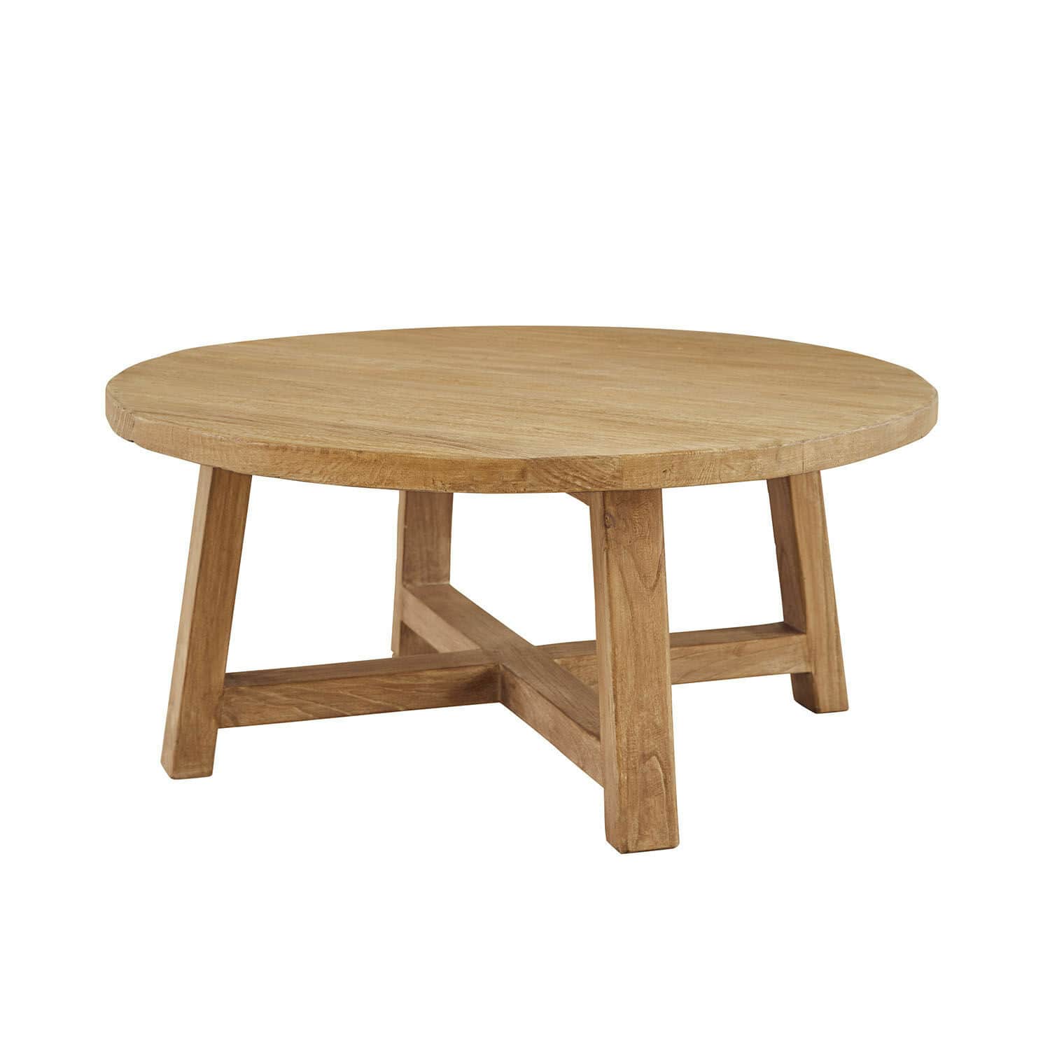 braun Runder Couchtisch Gorivel aus braunem Holz mit stabilem Gestell für Wohnzimmer