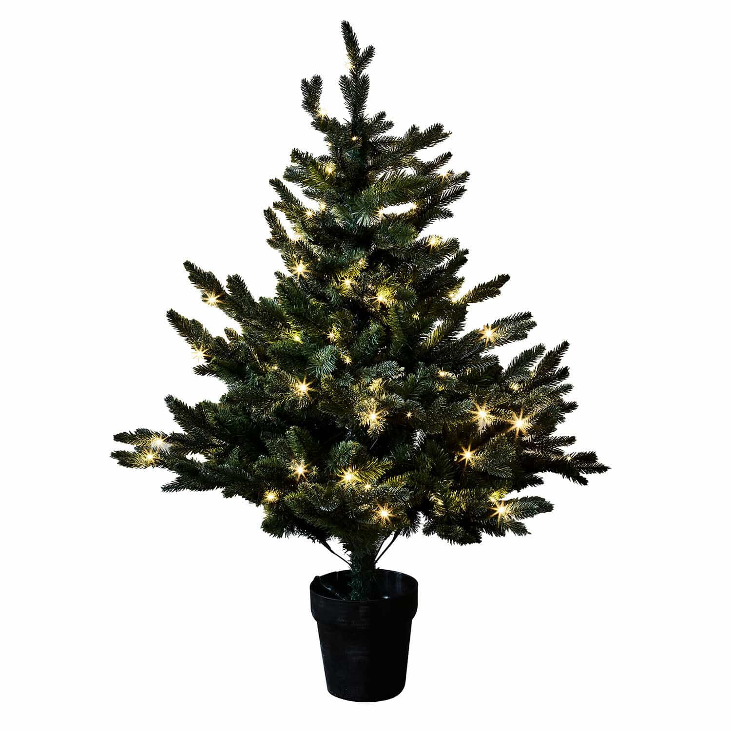 LED-Baum Mantilly Künstlicher Weihnachtsbaum im Topf mit grünen Zweigen und warmweißen LED-Lichtern zur Dekoration