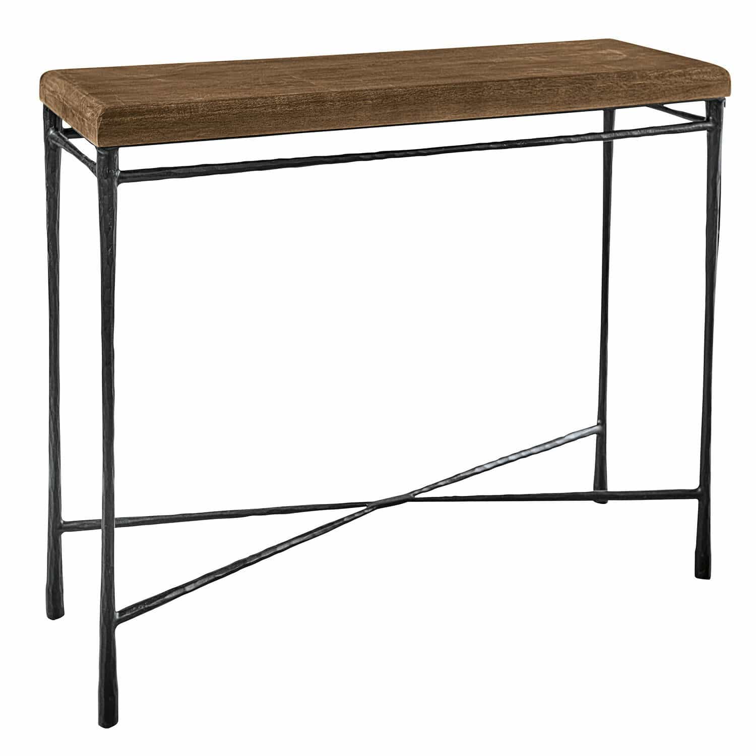 Konsole Troyes Konsole aus dunklem Holz und schwarzem Metall mit minimalistischem Design für Wohnzimmer