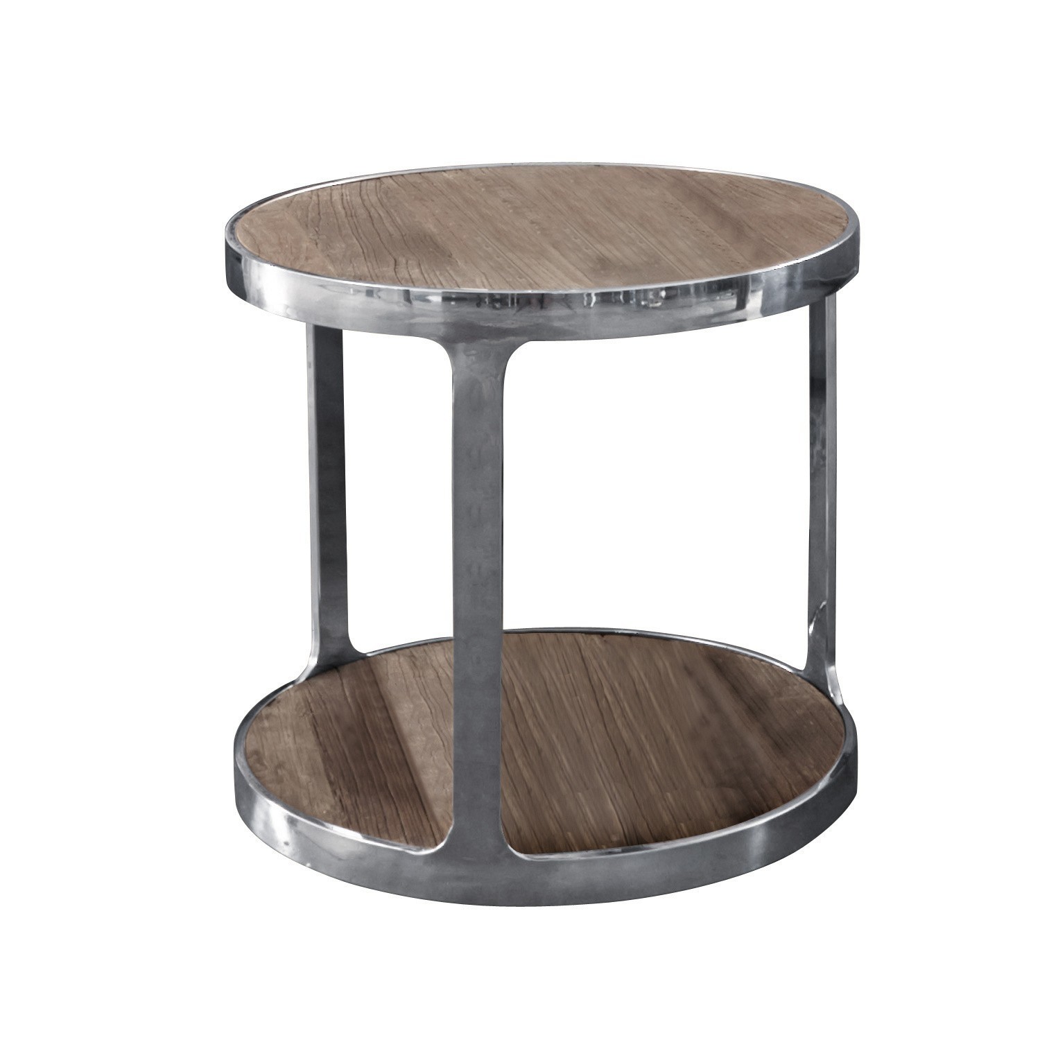 Couchtisch Warren Runder Couchtisch mit Metallrahmen und naturfarbenen Holzplatten, moderner Stil