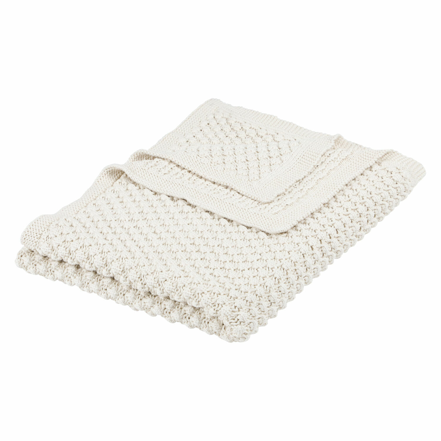 Cremefarbener Plaid Tremes aus weichem Strick mit dekorativem Muster, ideal für Wohnzimmer und Schlafzimmer