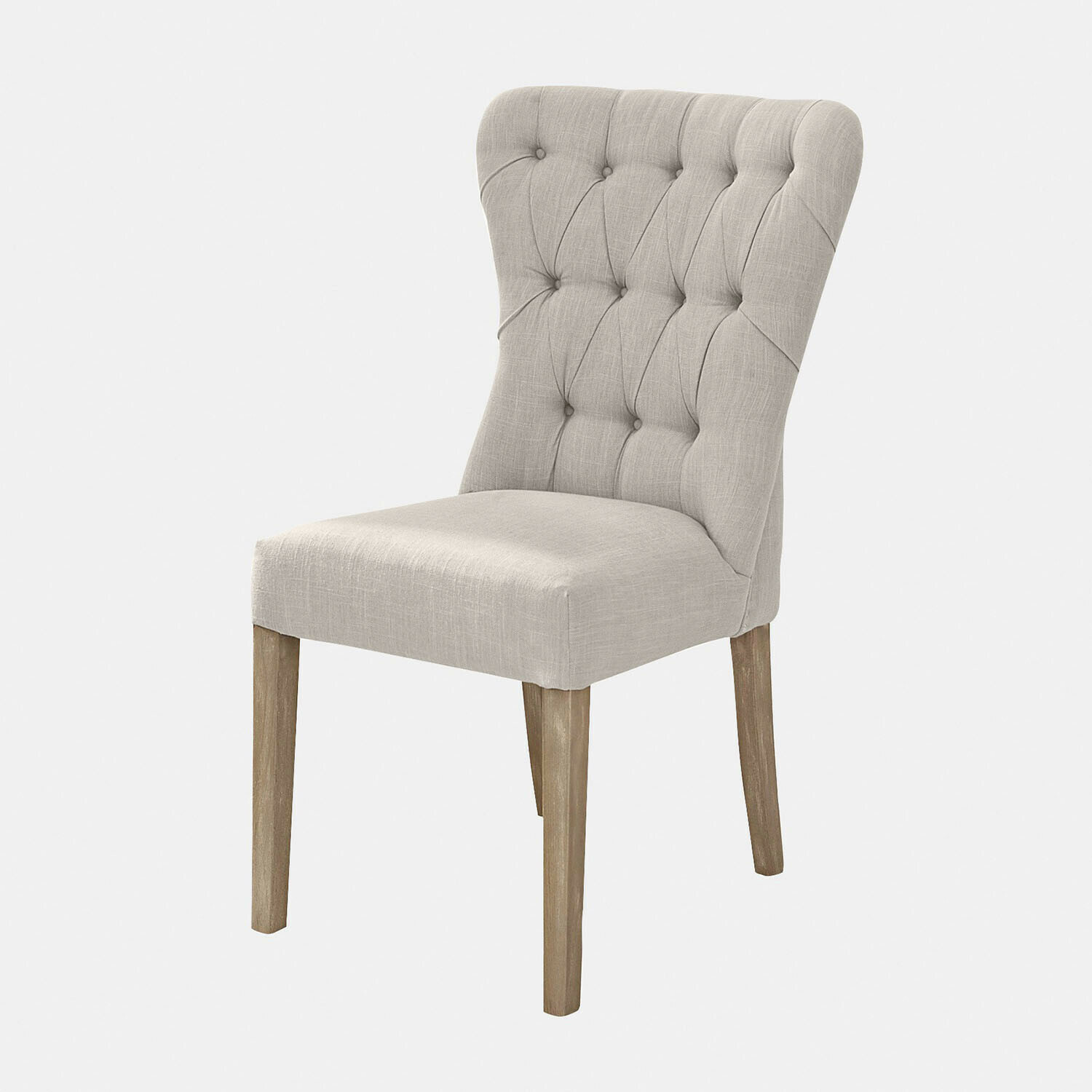 Beiges, gepolstertes Stuhl mit Holzbeinen, elegantes Möbelstück für Esszimmer oder Wohnzimmer