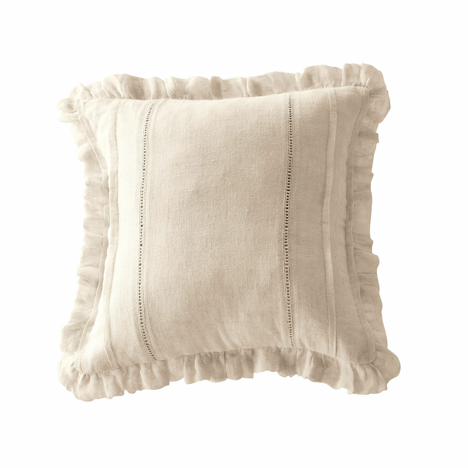 Kissenhülle Luritte Beige Leinen-Dekokissen mit Rüschen und feiner Naht für Wohnzimmer und Schlafzimmer