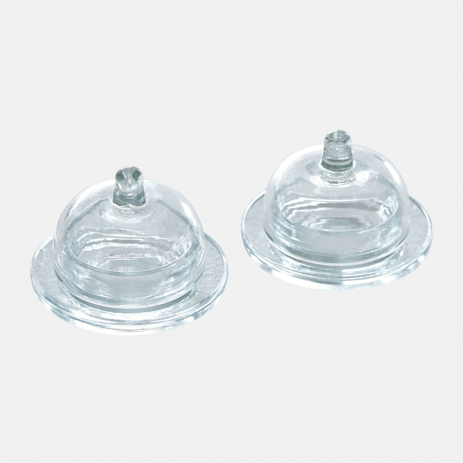 Butterdose 2er Set Doraville Paar transparente Glasglocken für Teller, minimalistisches Design zum Servieren