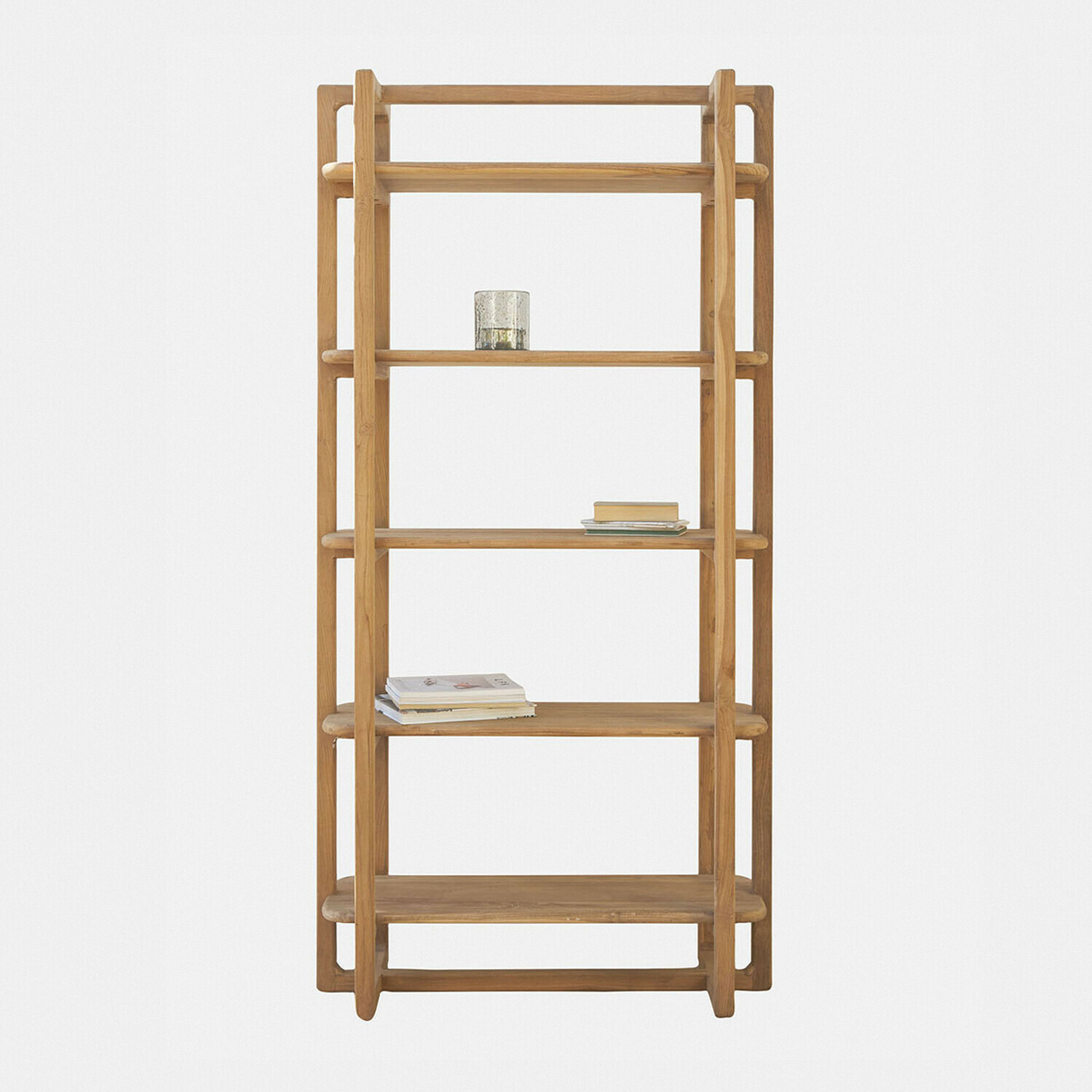 Regal Alvoría Regal aus hellem Holz mit fünf Ablageflächen für Bücher und Dekoration in modernem Design