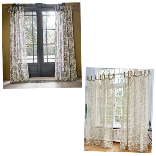 Vorhänge mit Muster in hellem Beige und Grün, dekorative Stoffe für Wohnzimmer
