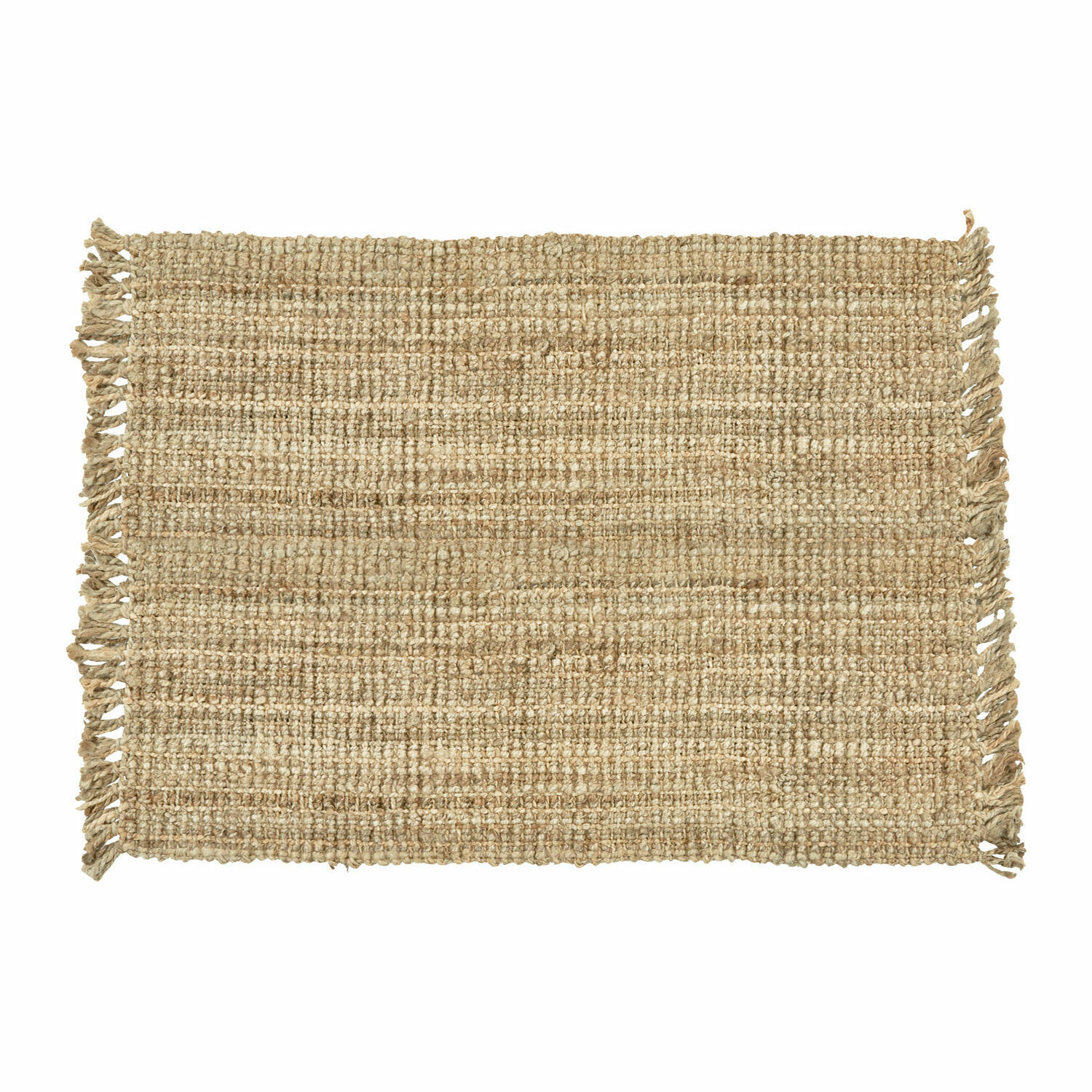 Teppich Hermitage Natürlicher Jute-Teppich in Beige mit Fransen, ideal für Wohnräume und Dekoration