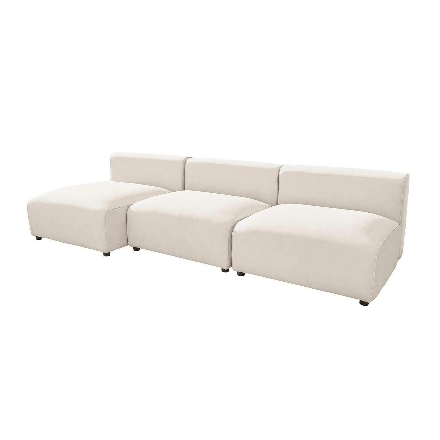 Sitzgruppe Vézère Modulares Sofa in cremefarbenem, weichem Stoff für modernes Wohnzimmer