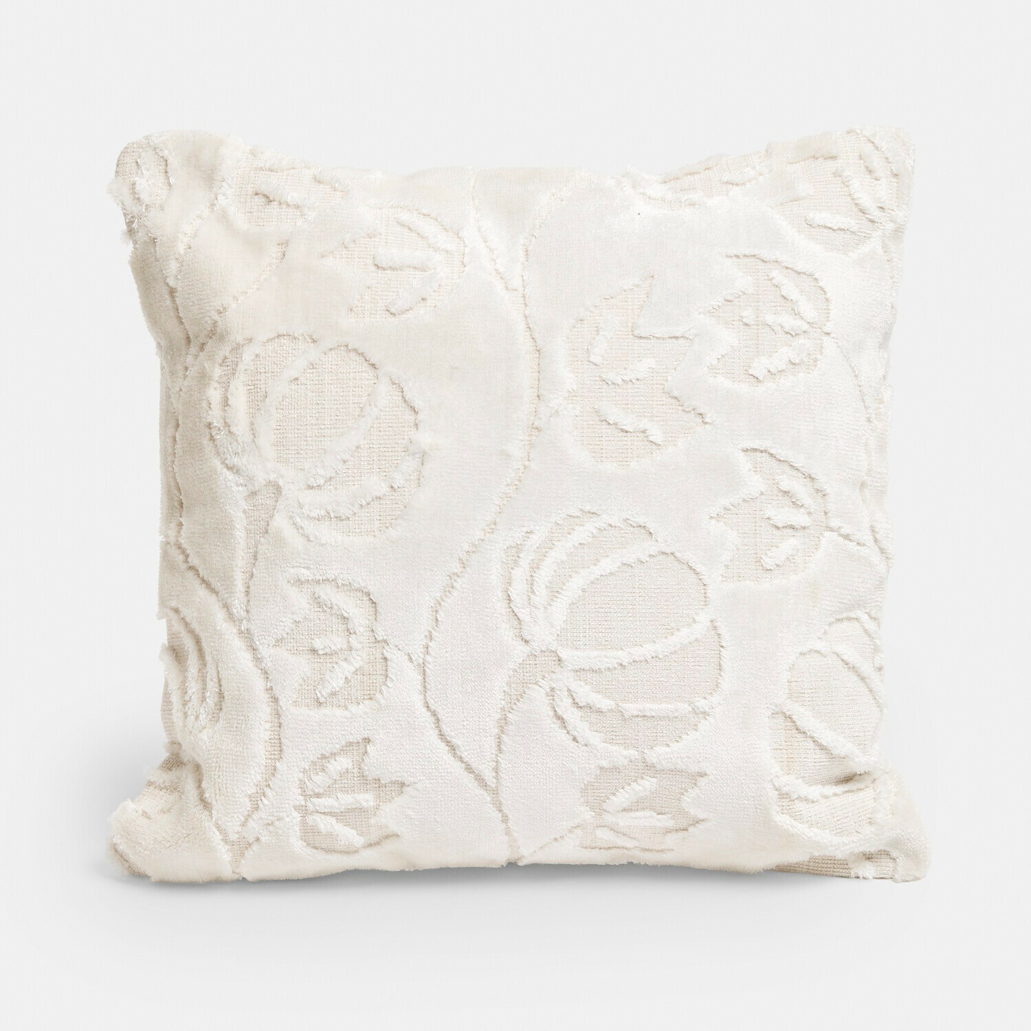 Kissenhülle Élomiane Weiße Dekokissen aus weichem Material mit zartem Blumenmuster für das Wohnzimmer